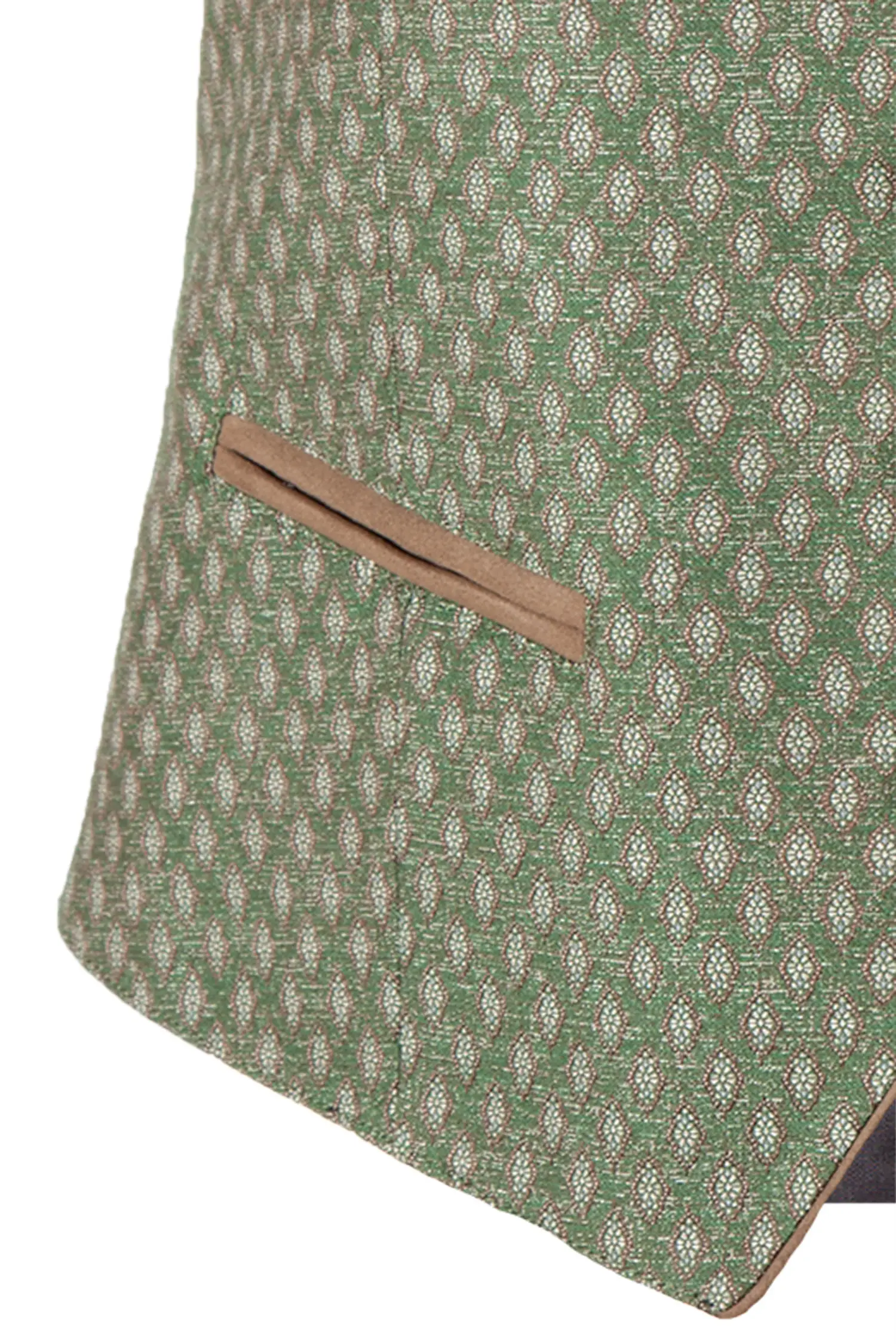 Braun gemusterte Trachtenweste Jannik - Detail Taschen