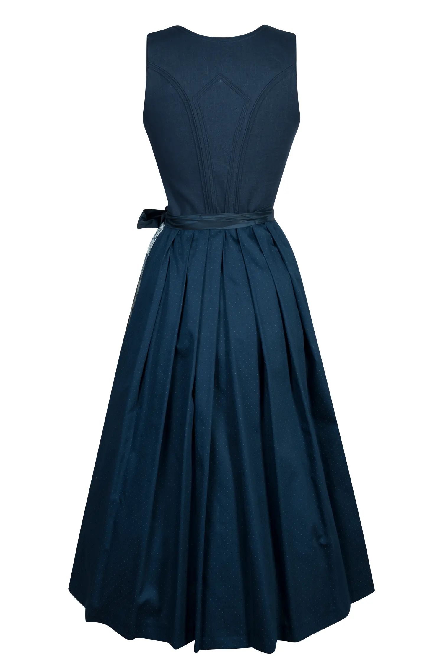 Dirndl Elisa in dunkelblau mit Leinenmieder - Rückansicht