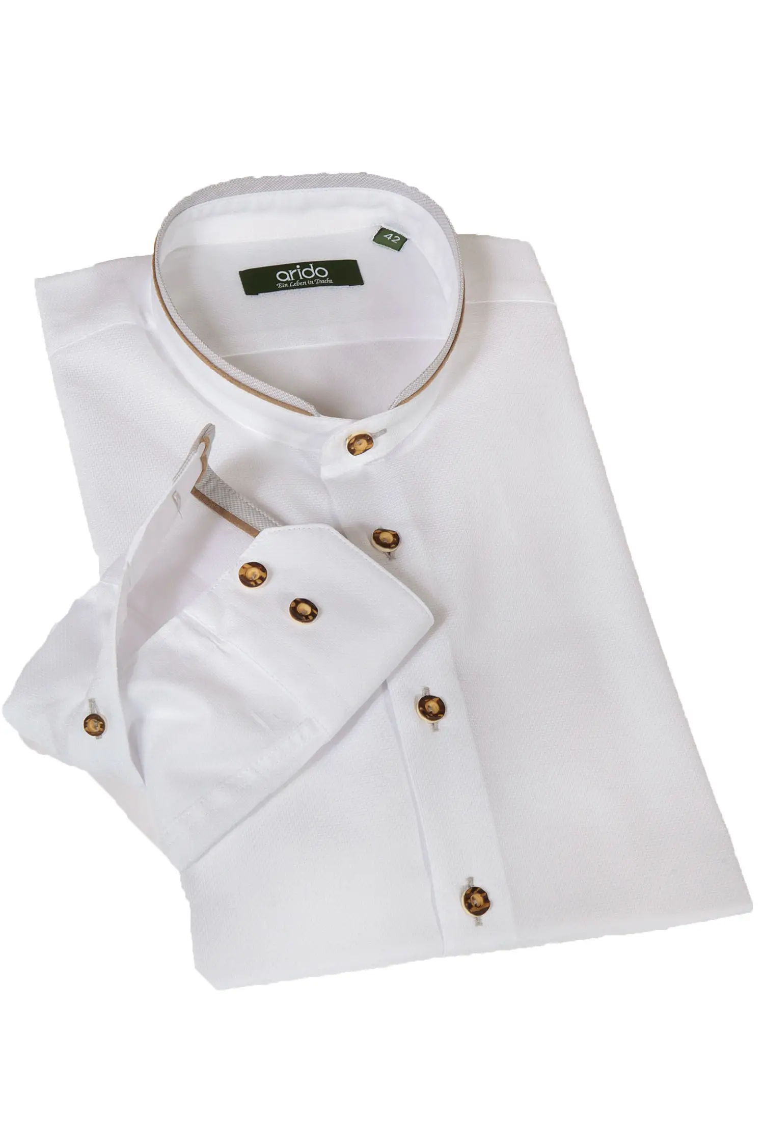 Arido Trachtenhemd in weiß mit hellgrauen Details