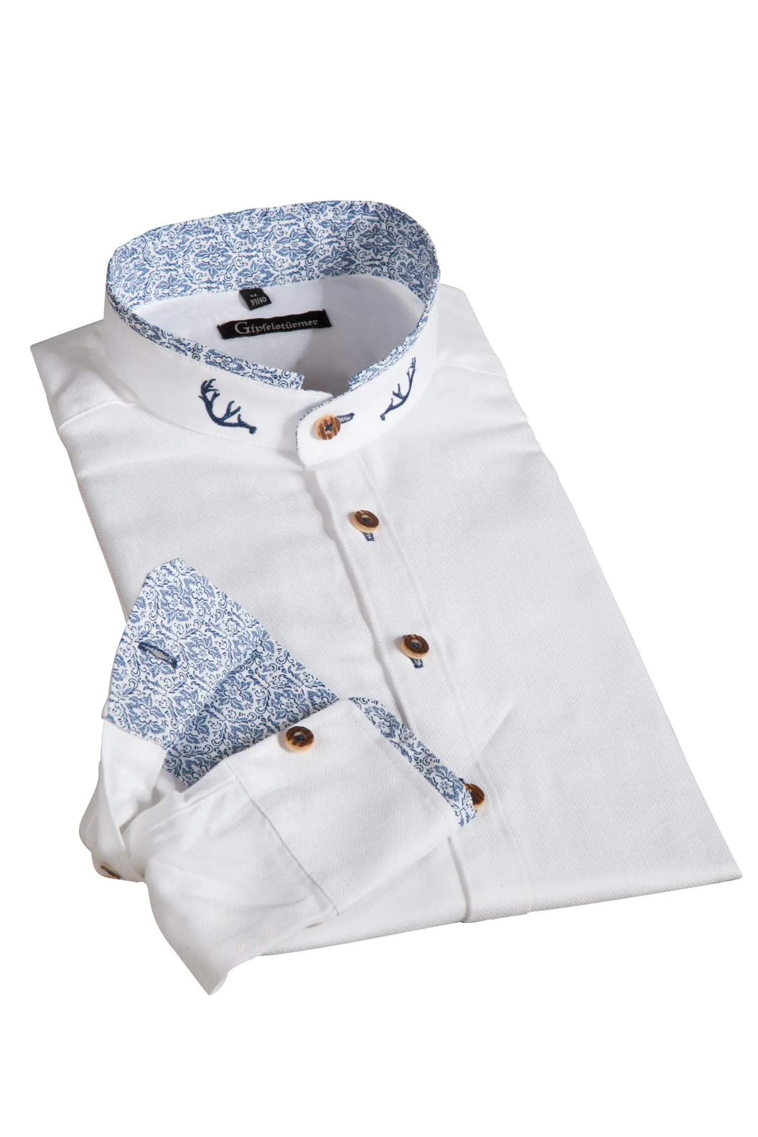 Trachtenhemd in weiß mit blauen Details