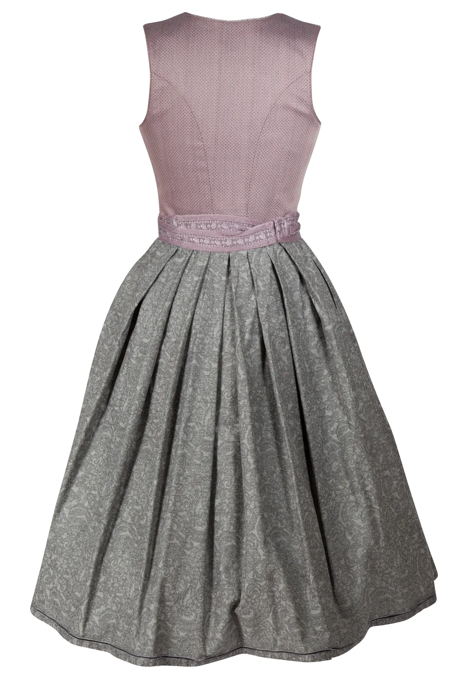 Elegantes Dirndl in altrosa/grau - Rückansicht