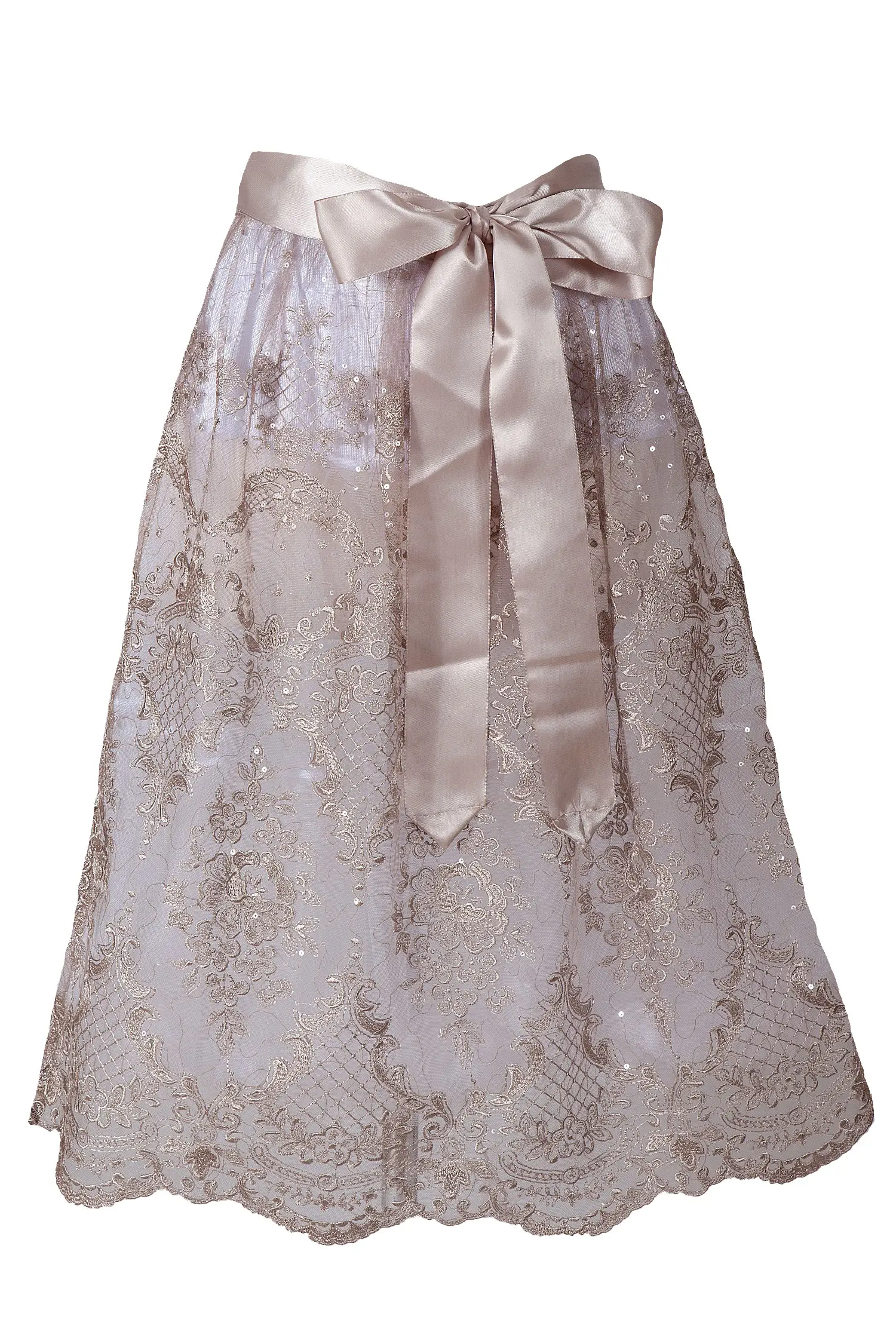 Dirndlschürze Benita aus Spitze in taupe 65 cm