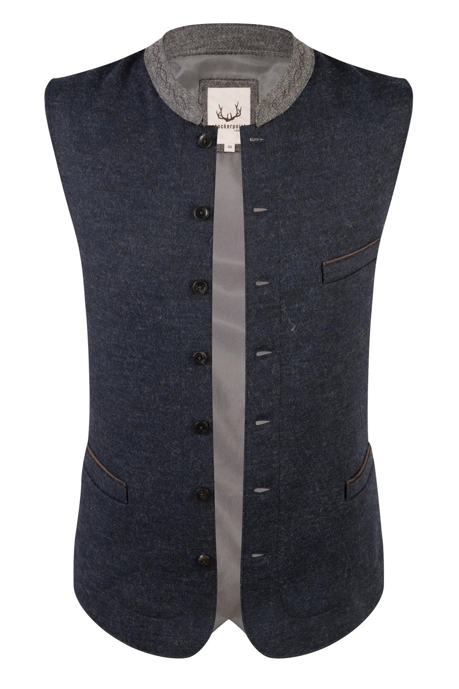 Trachtenweste Jules in dunkelblau / grau