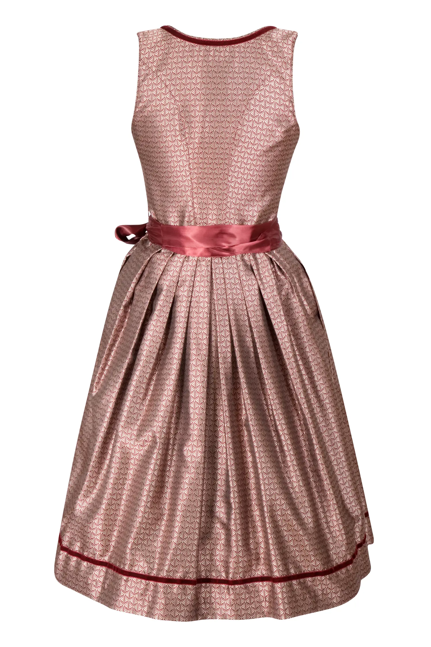 Dirndl Marisol in bordeaux mit Spitzenschürze - Rückansicht