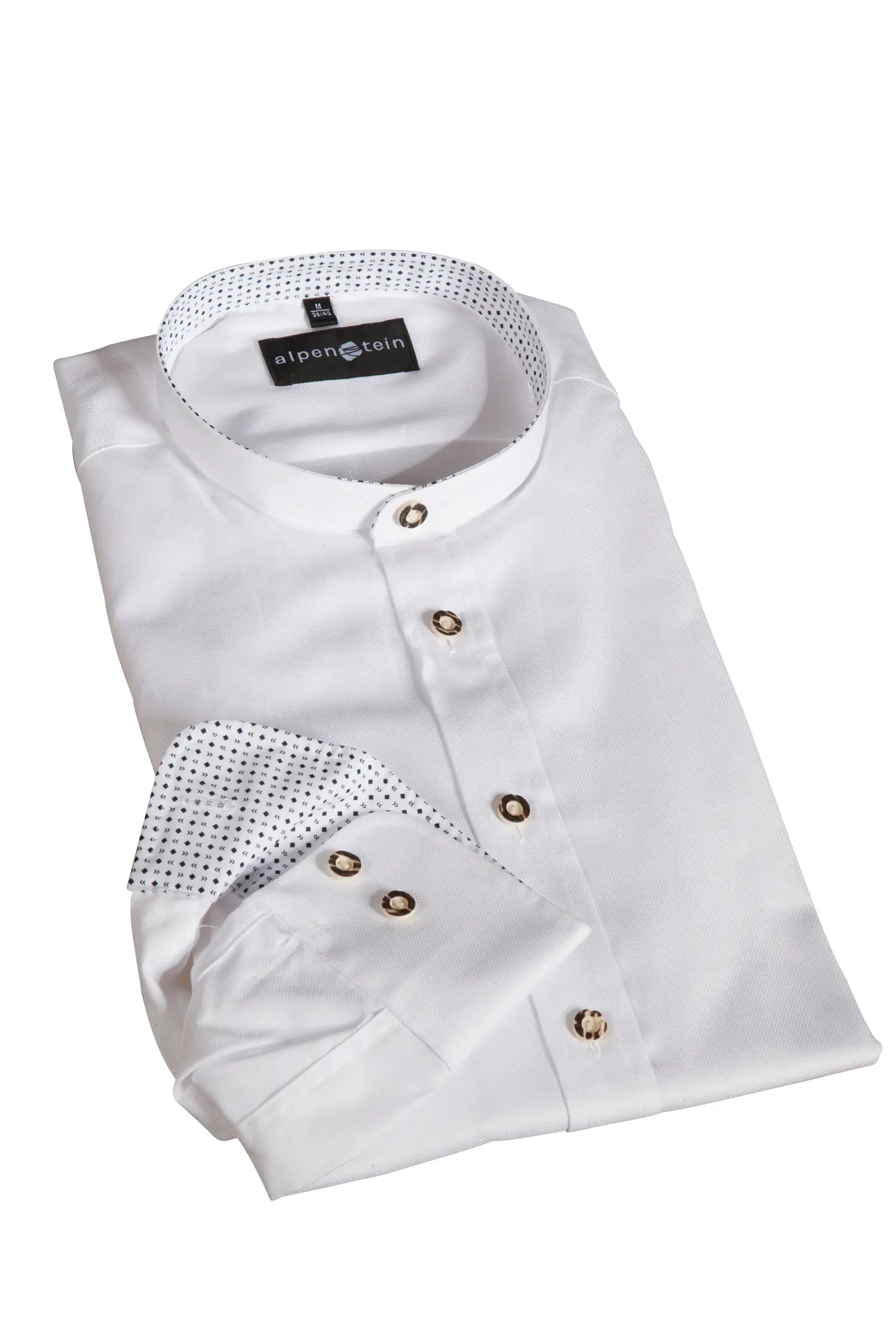 Trachtenhemd in weiß mit dunkelblauen Details