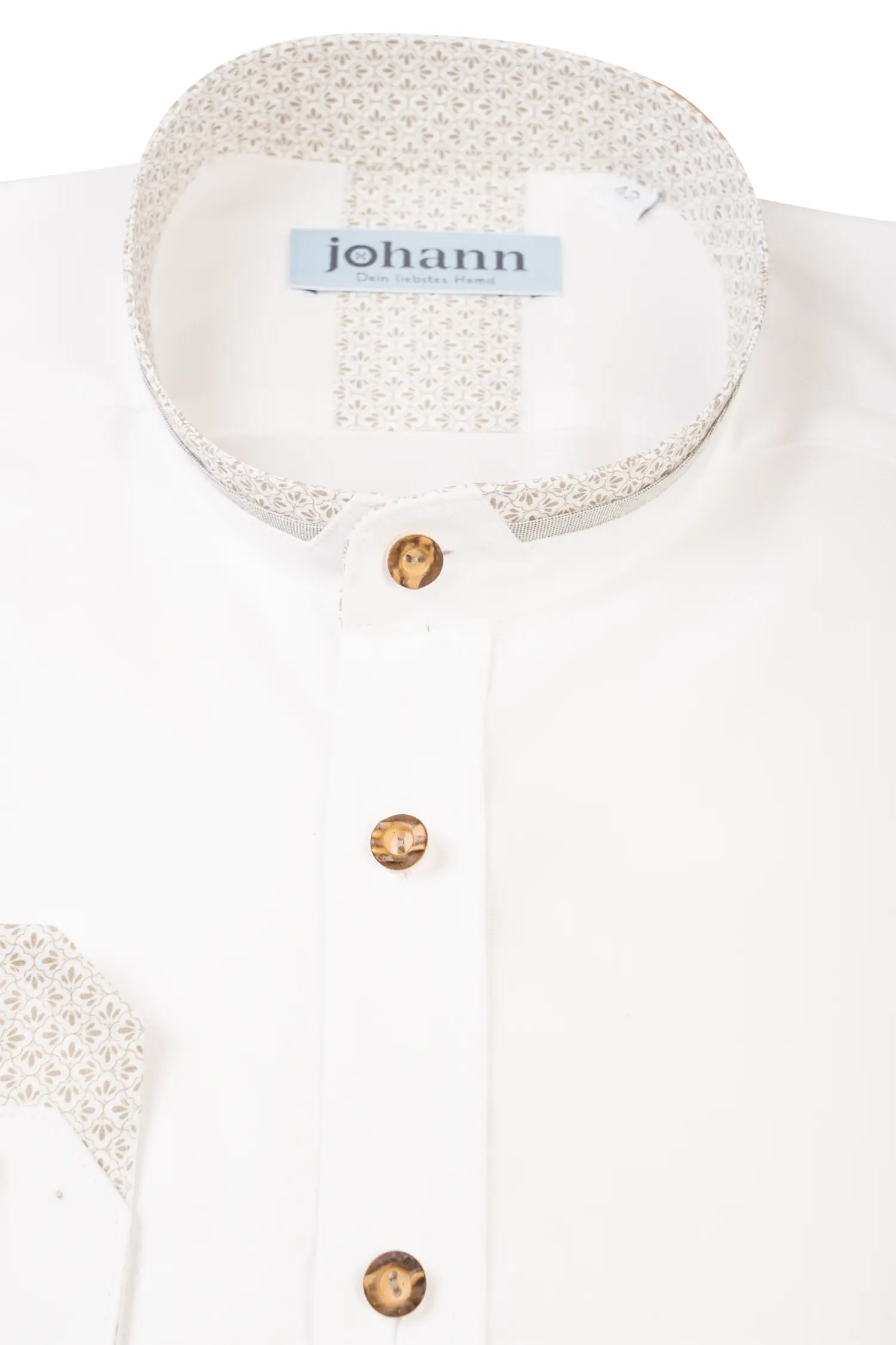Oxford Trachtenhemd weiß mit grünen Akzenten - Detail Kragen
