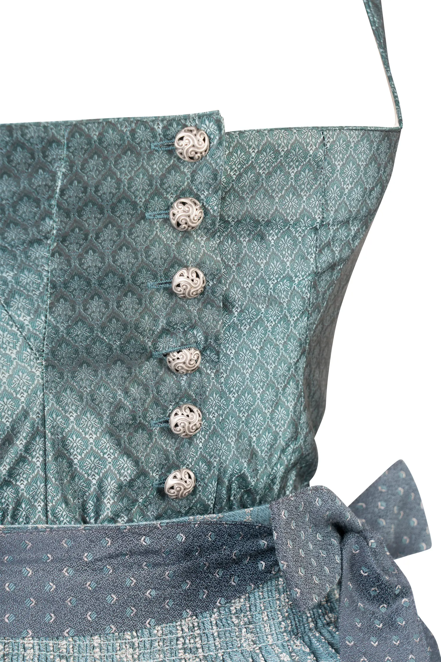 3097-1754-tk5-23-09-2802926 Gamsbock Dirndl Barbara in petrol - Detail Mieder