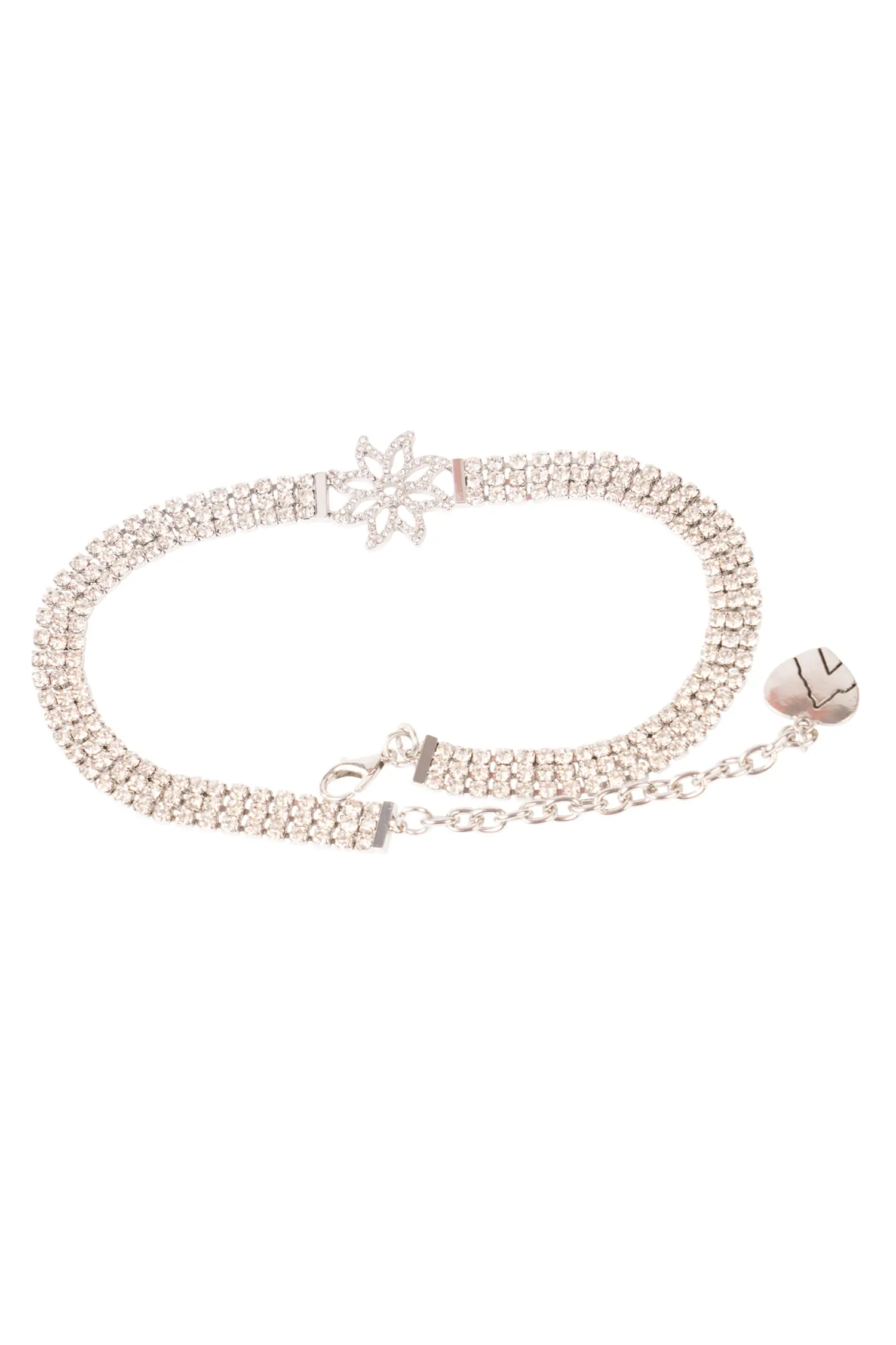 Funkelnde Kropfkette mit Blüte und Strass