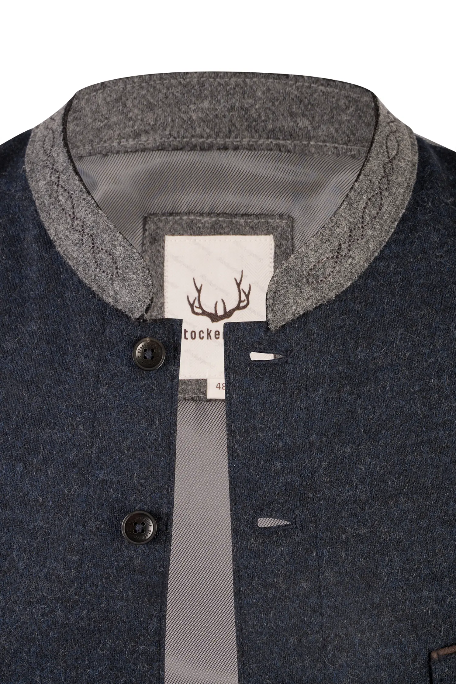 Trachtenweste Jules in dunkelblau / grau - Detail