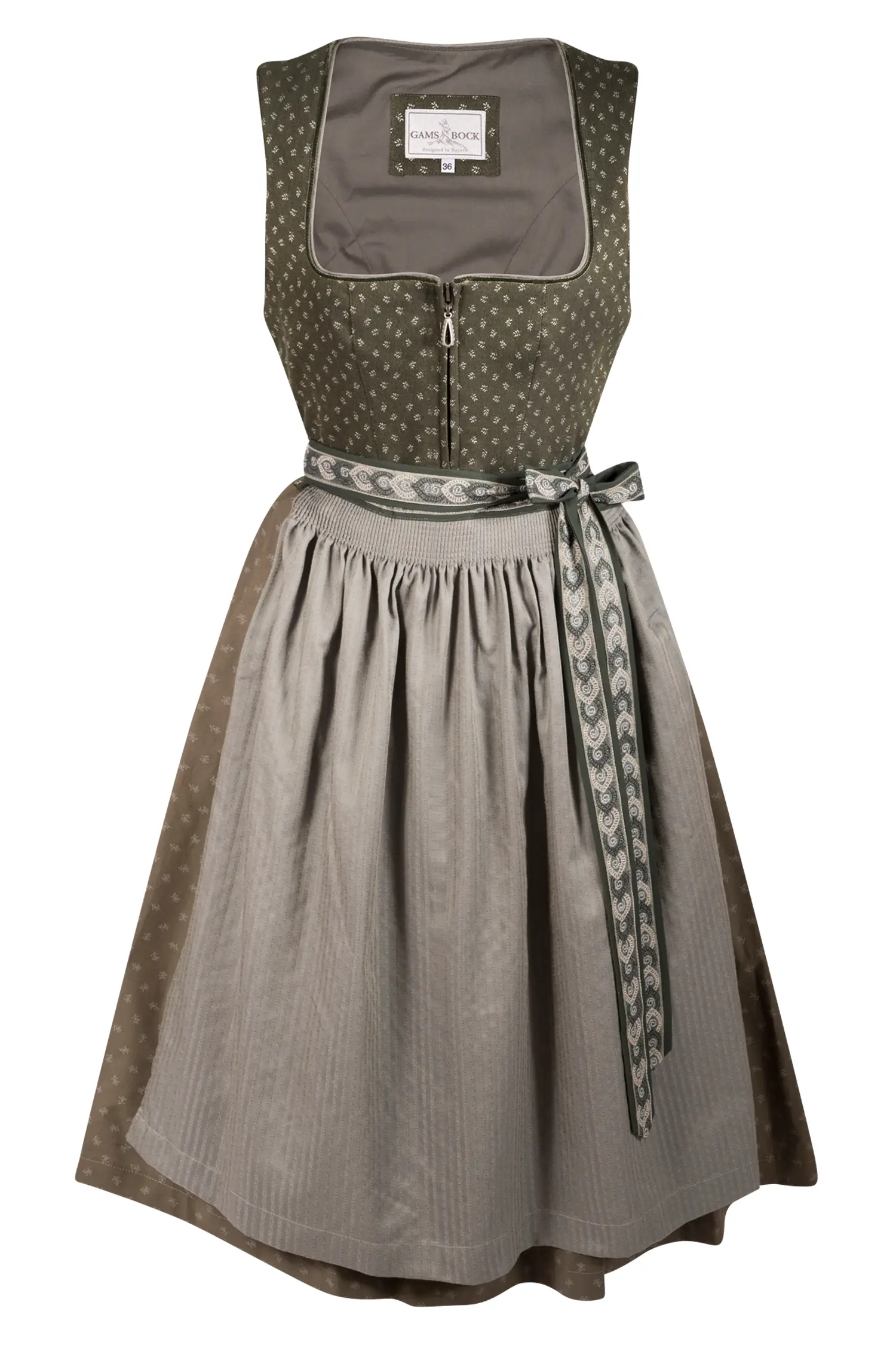 Exclusives Stretch-Dirndl in oliv