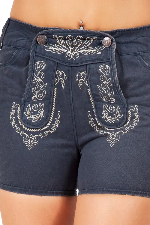2671-1031-bl5-16-09b-8560-c Trachten Jeans Shorts Ilsa in dunkelblau von Lekra Detail