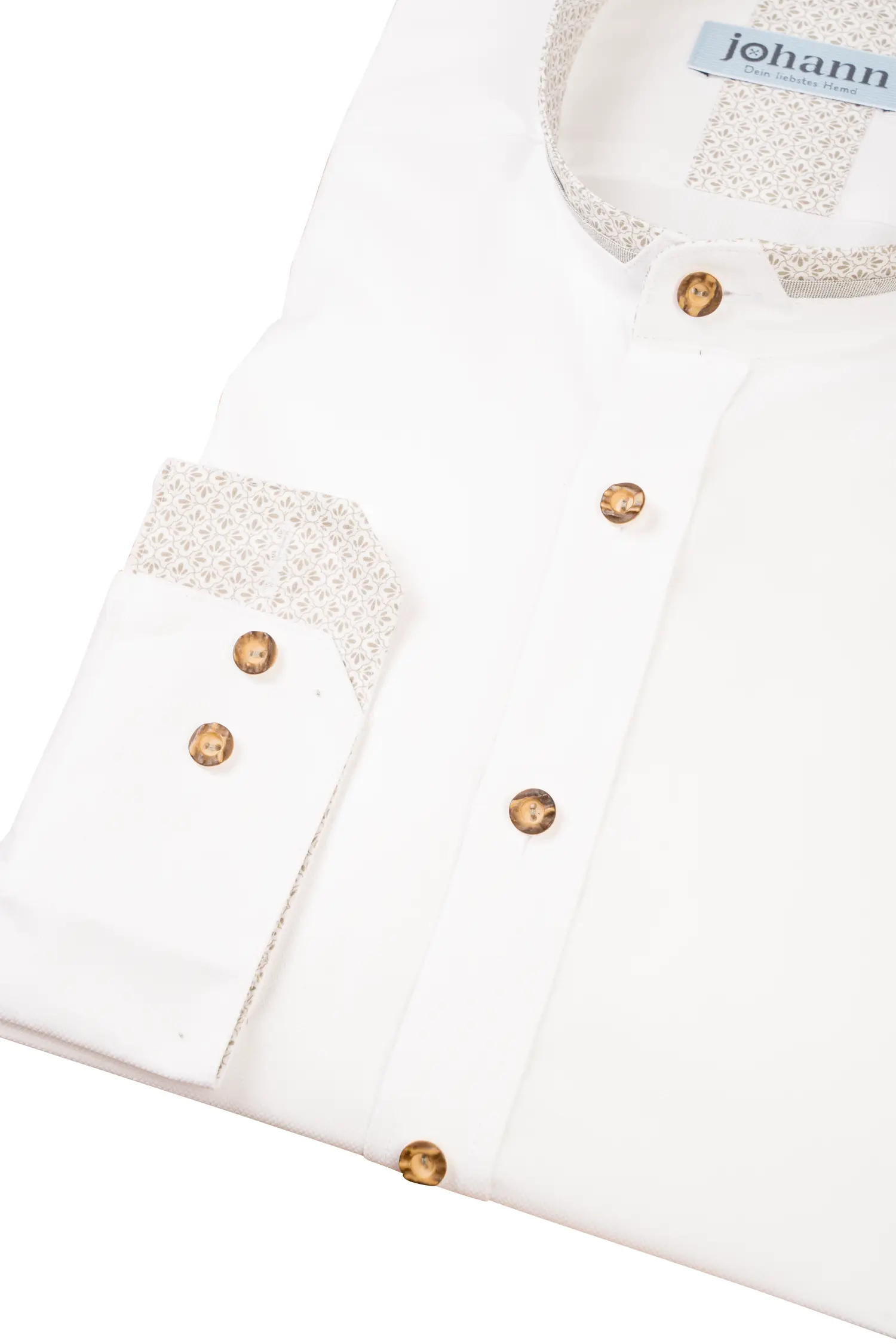 Oxford Trachtenhemd weiß mit grünen Akzenten - Detail Ärmel