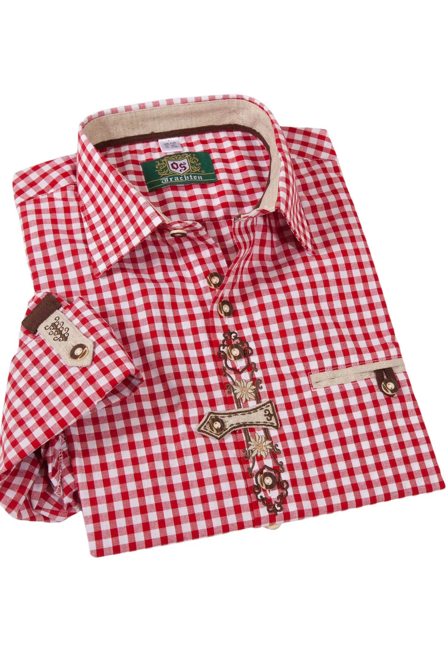 Herren Landhaus Trachtenhemd rot weiß