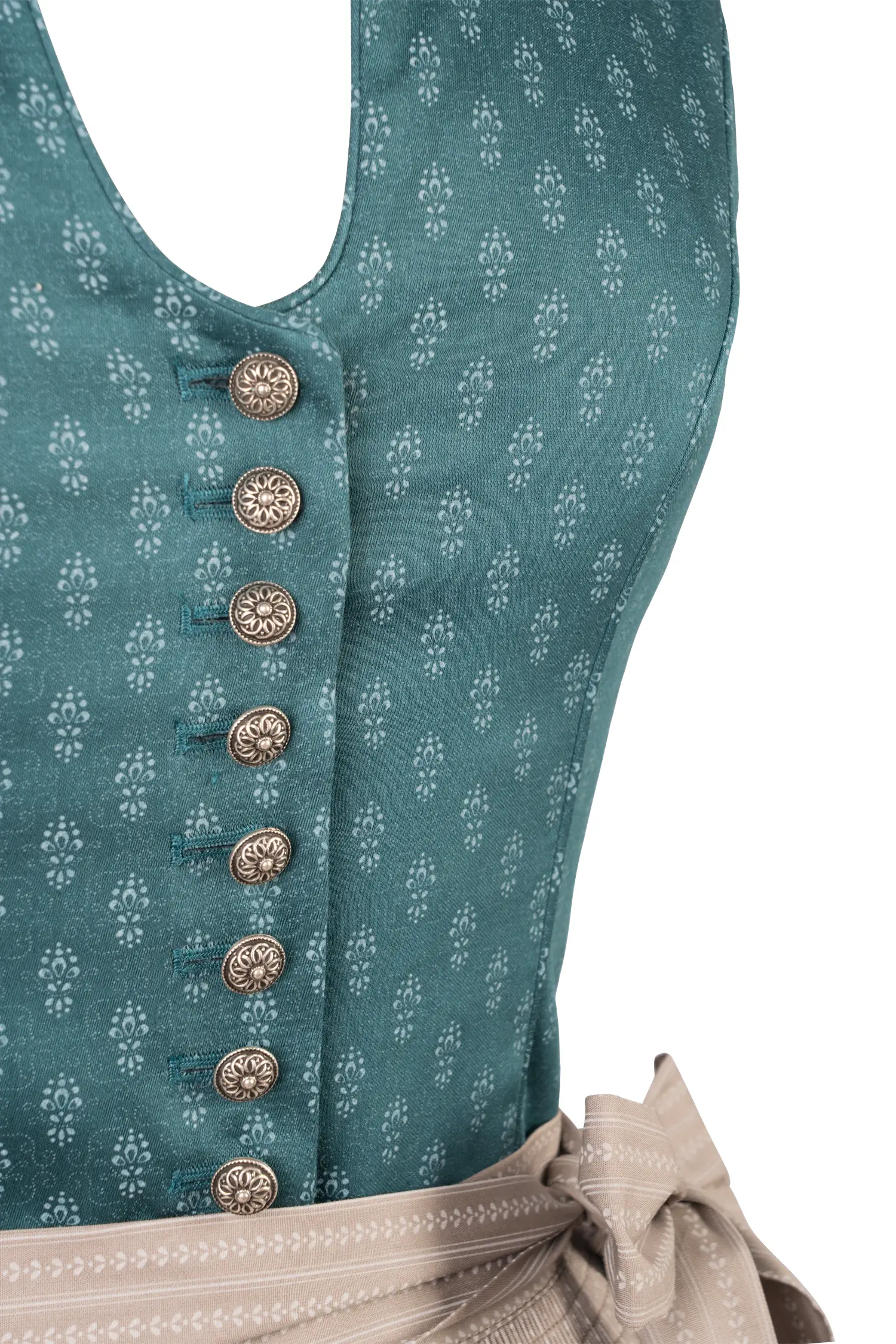 Dirndl Manuela in petrol / cappucino - Detail Mieder