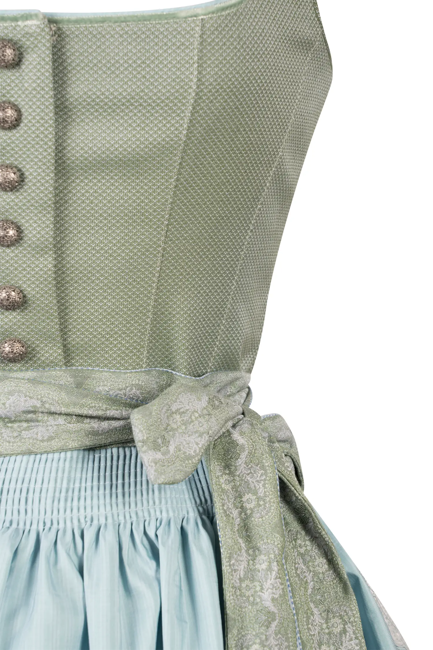 Gamsbock Dirndl in Grün Detail Mieder