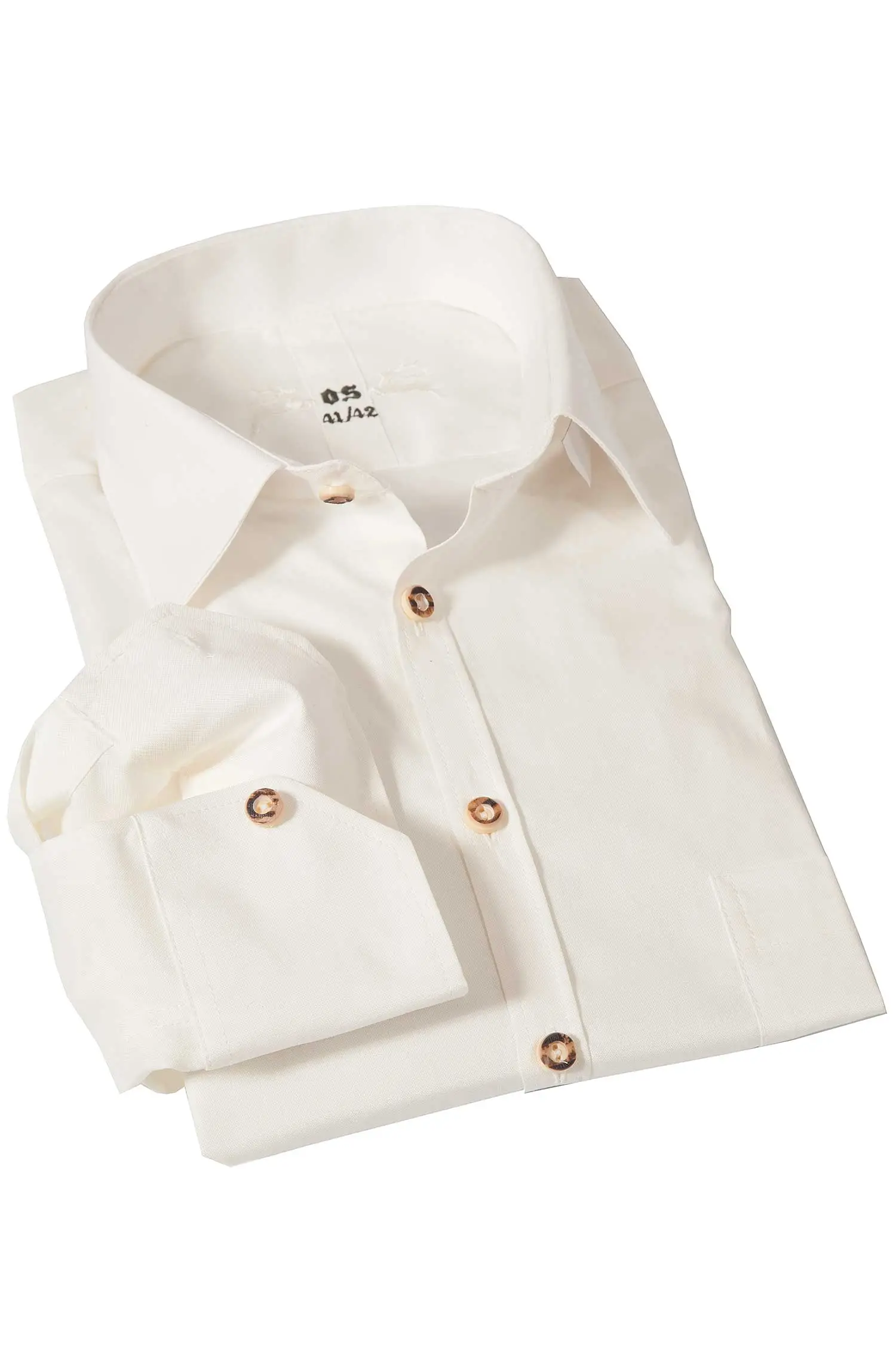 Trachtenhemd klassisch in creme mit Hornknöpfen