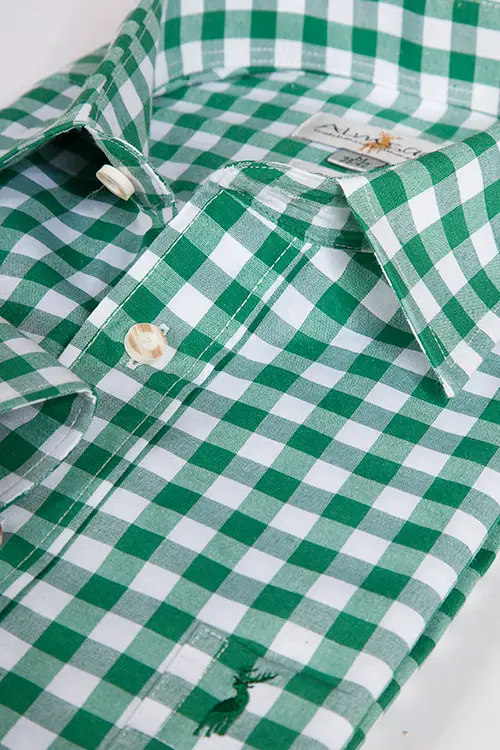 Trachtenhemd tanne & weiß mit großen Karos Trachten Hemd dunkelgrün tanne weiß groß kariert 2