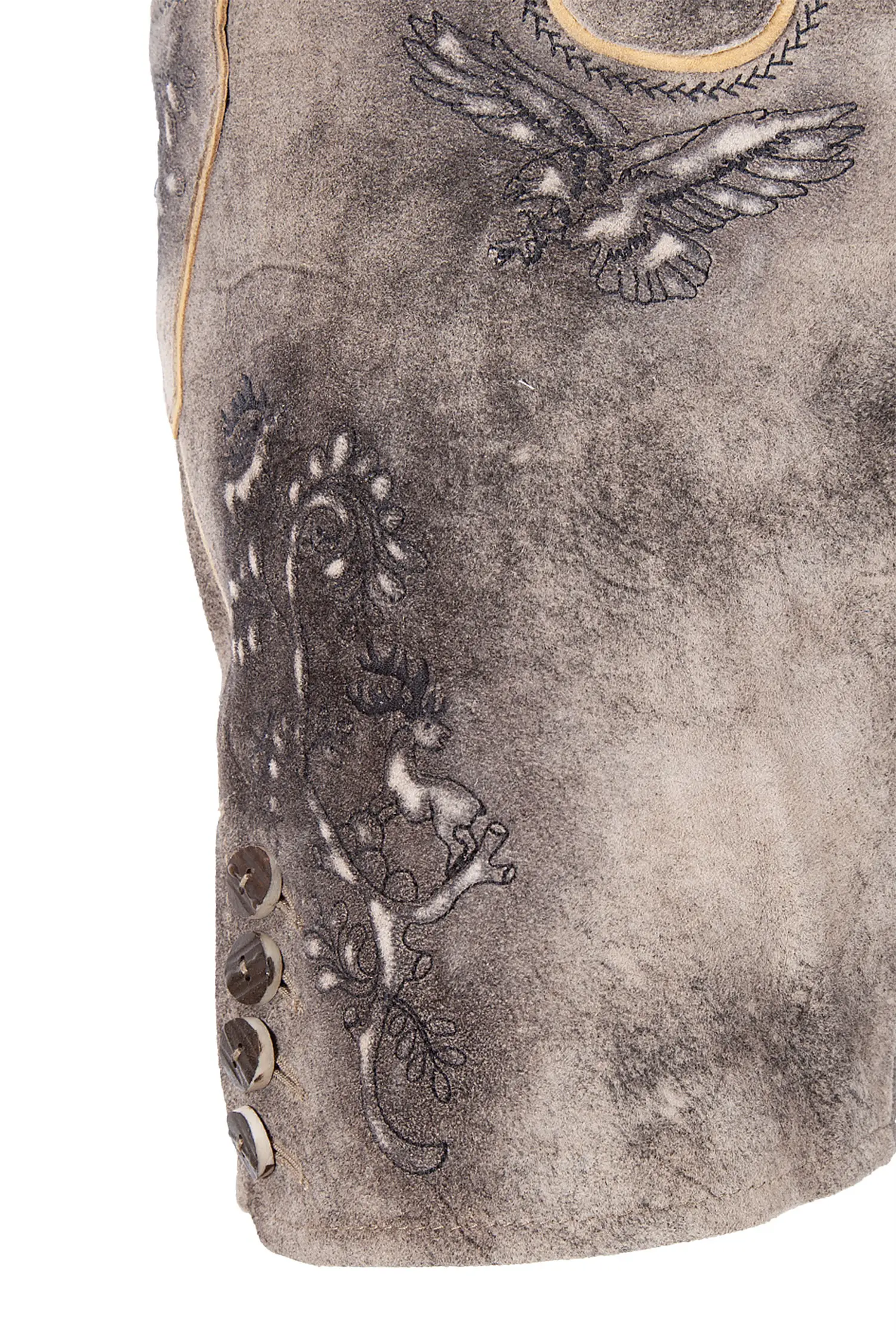 Kurze Lederhose Asmus mit Gürtel - Detail Bein