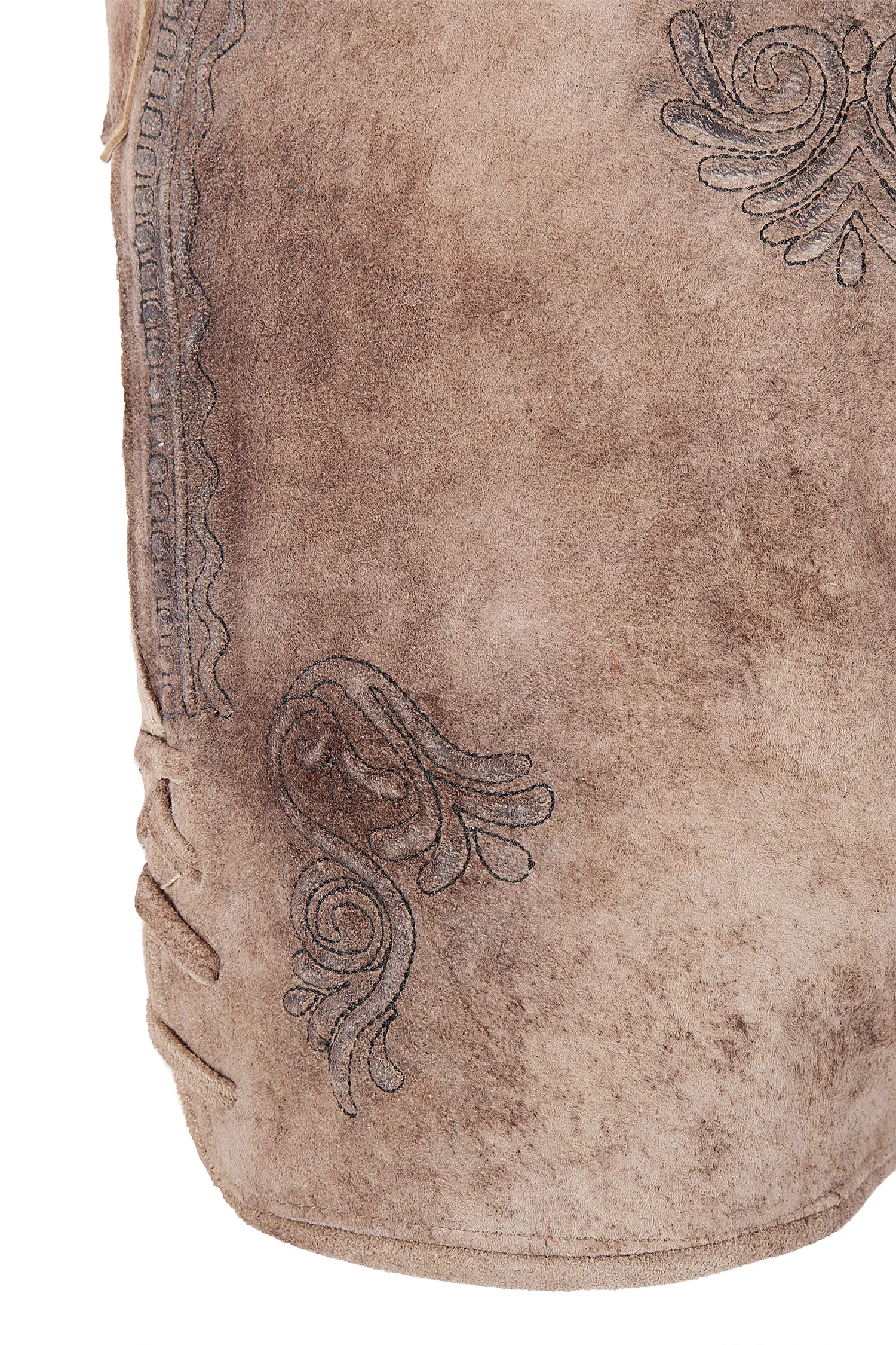 Fesche Lederhose Altmünster mit Gürtel - Detail Bein