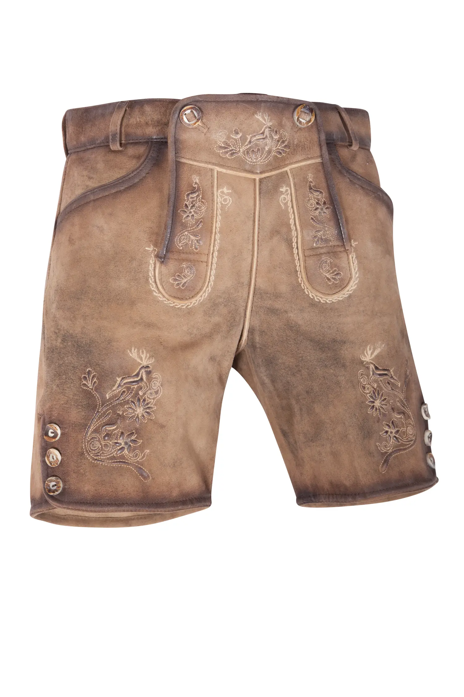 Damen Lederhose Maila in hopfen mit Latz