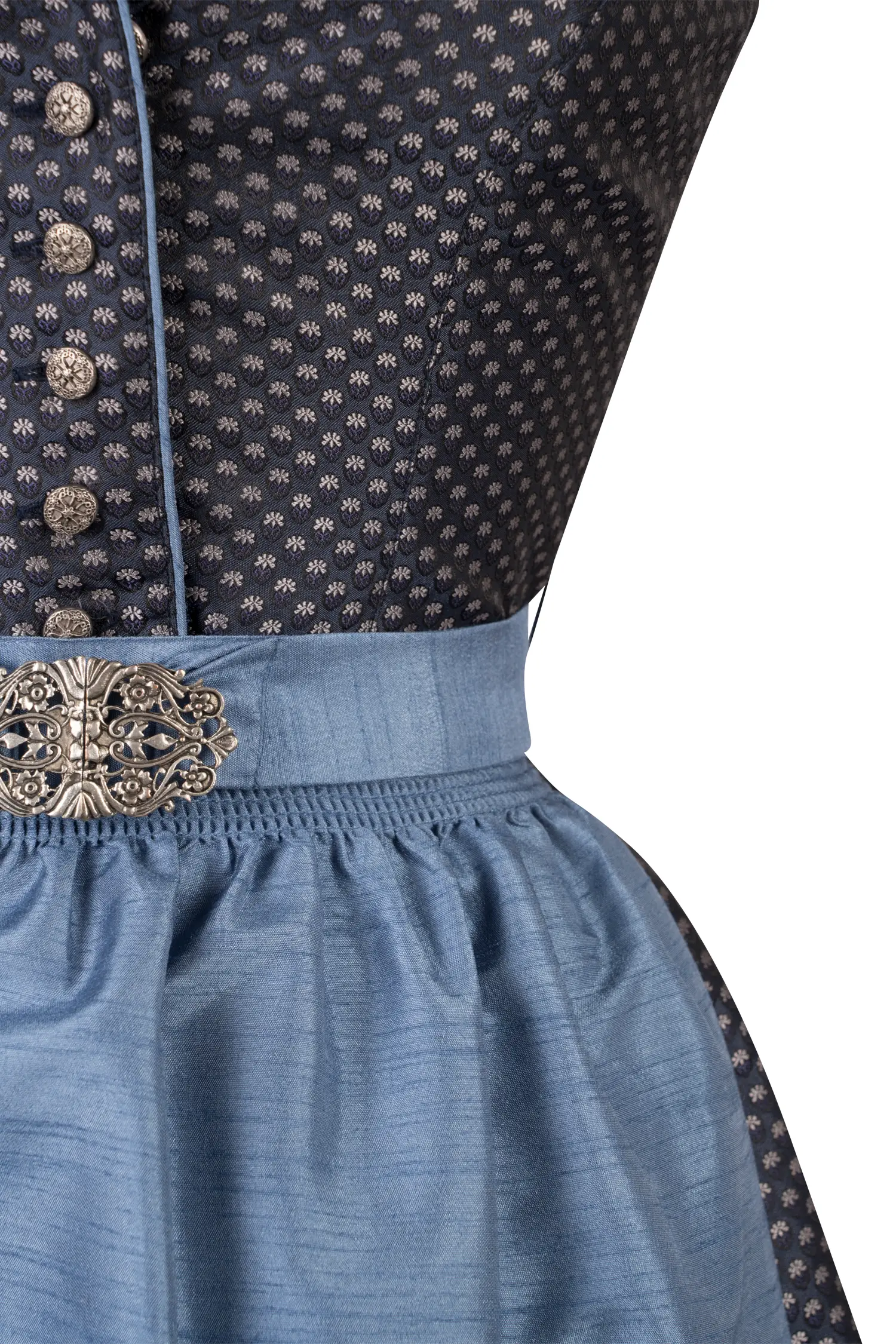 3087-0037-bl8-24-04-2504879 Dirndl Dragee in Blau Detail Mieder