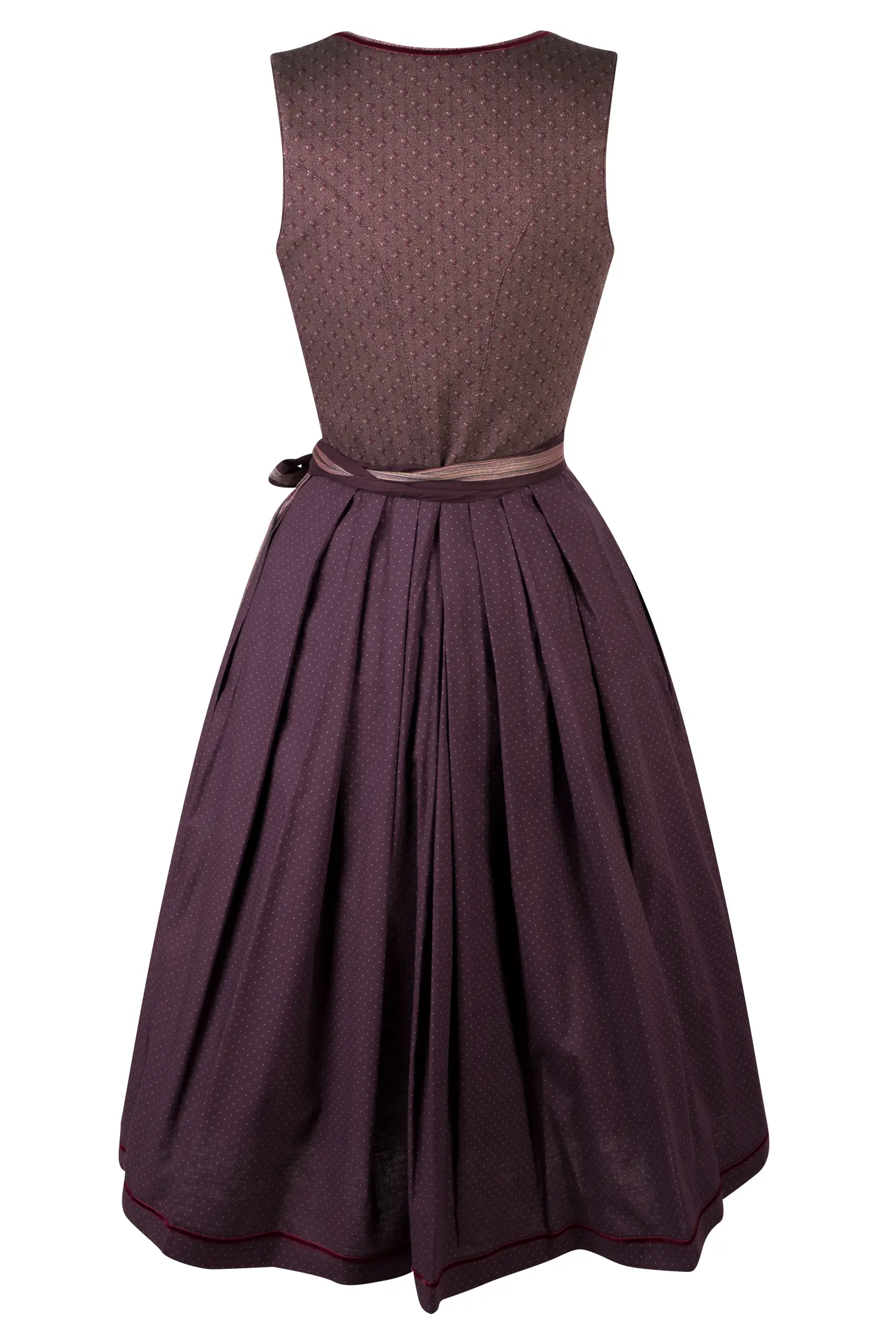 Elegantes Stretchdirndl in bordeaux - Rückansicht