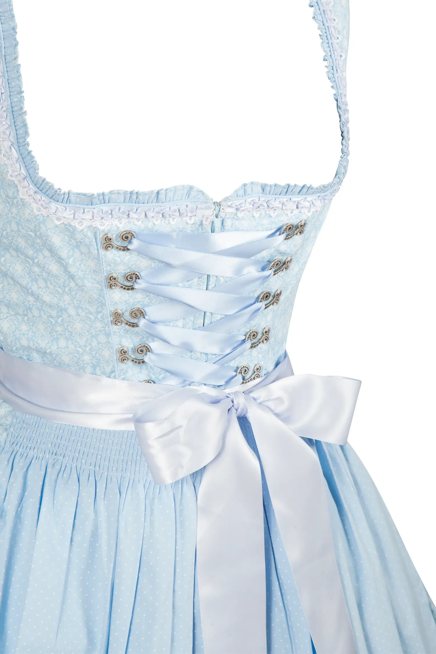 Aufwendiges Dirndl in hellblau von Happy Dirndl - Detail Mieder