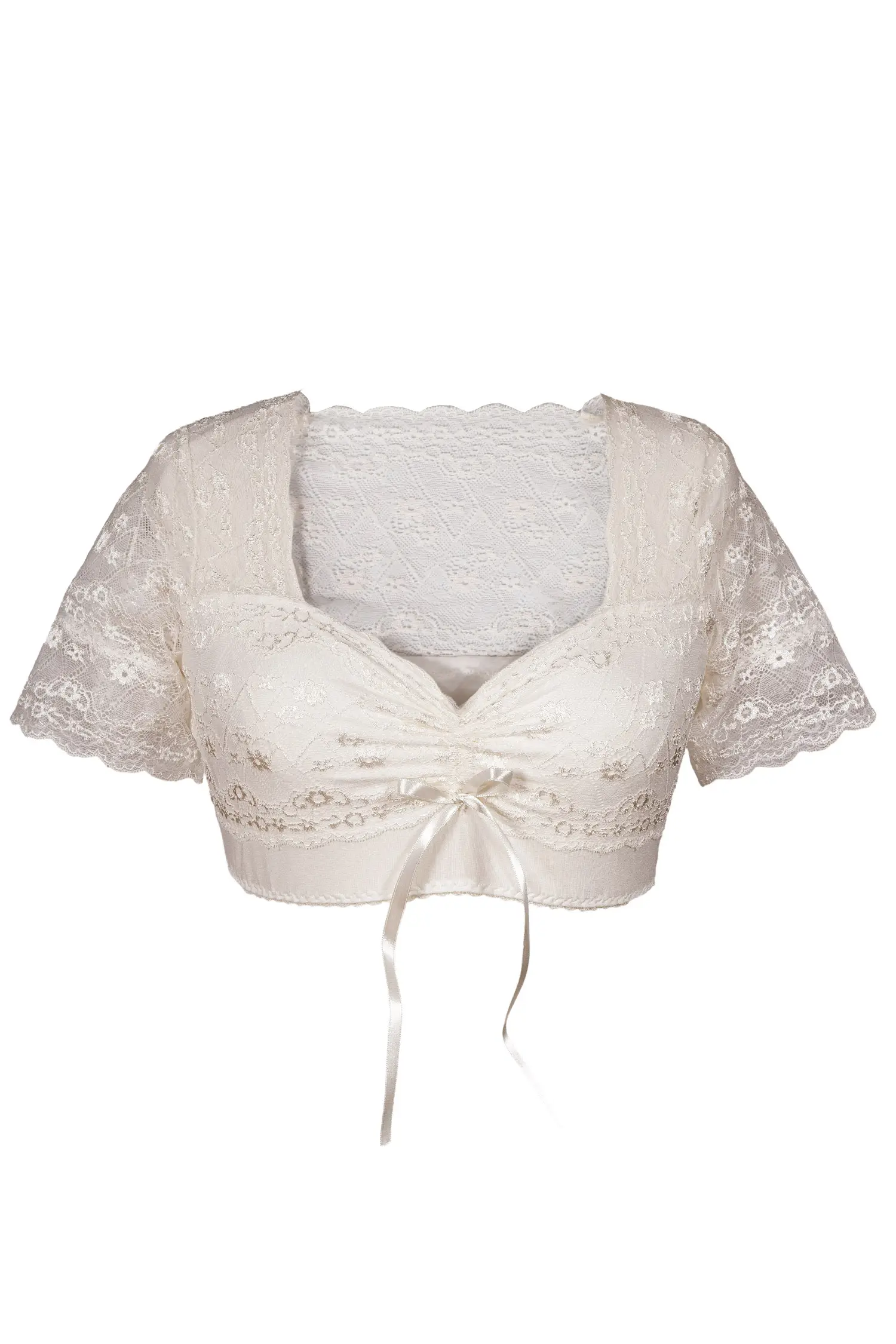 Dirndlbluse aus Spitze in creme mit Stretch frei
