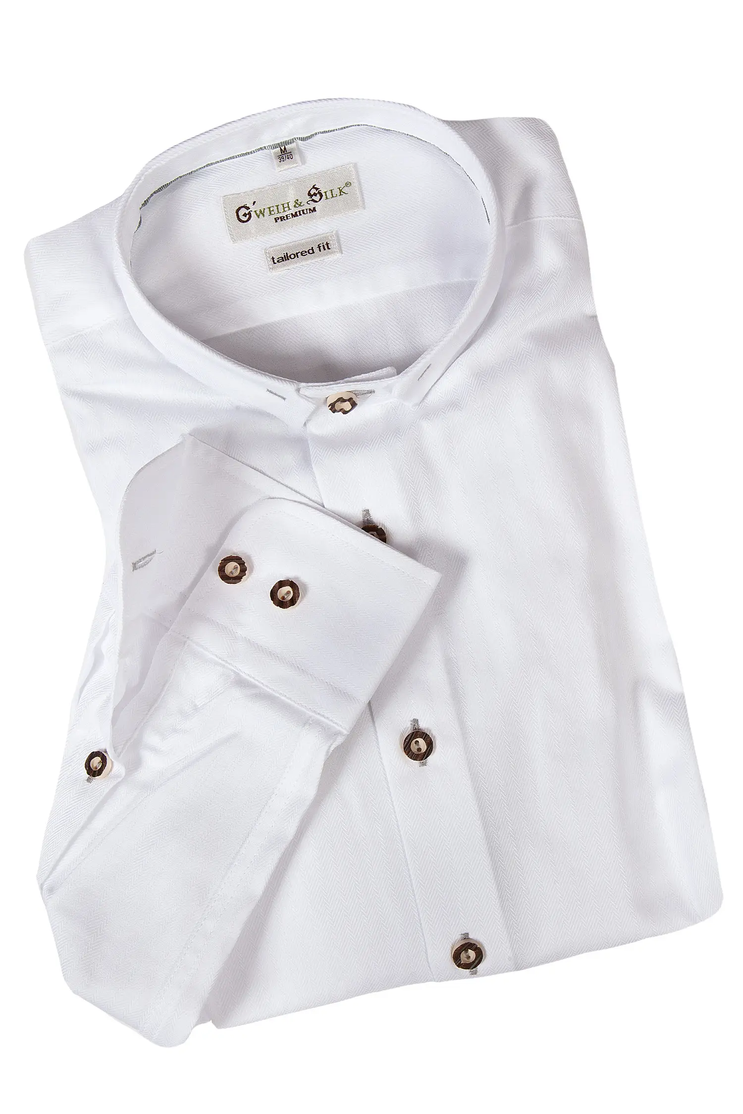 Trachtenhemd Traunsee in weiß mit Stehkragen