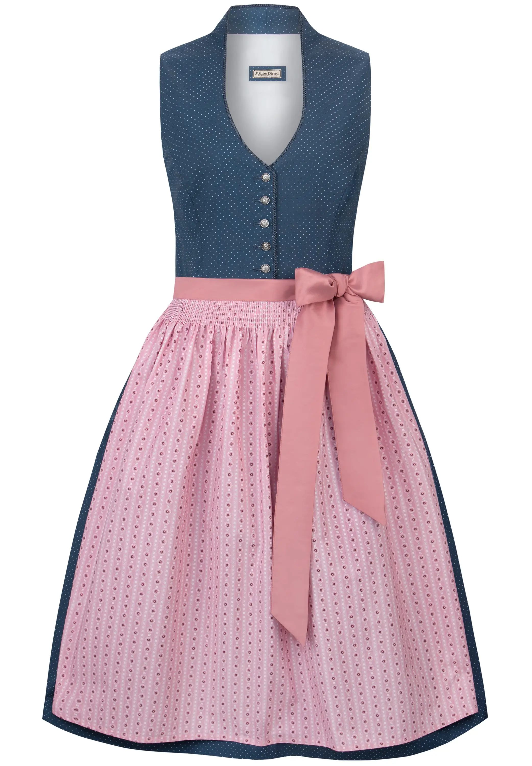 Dirndl Marina in blau mit rosa Schürze