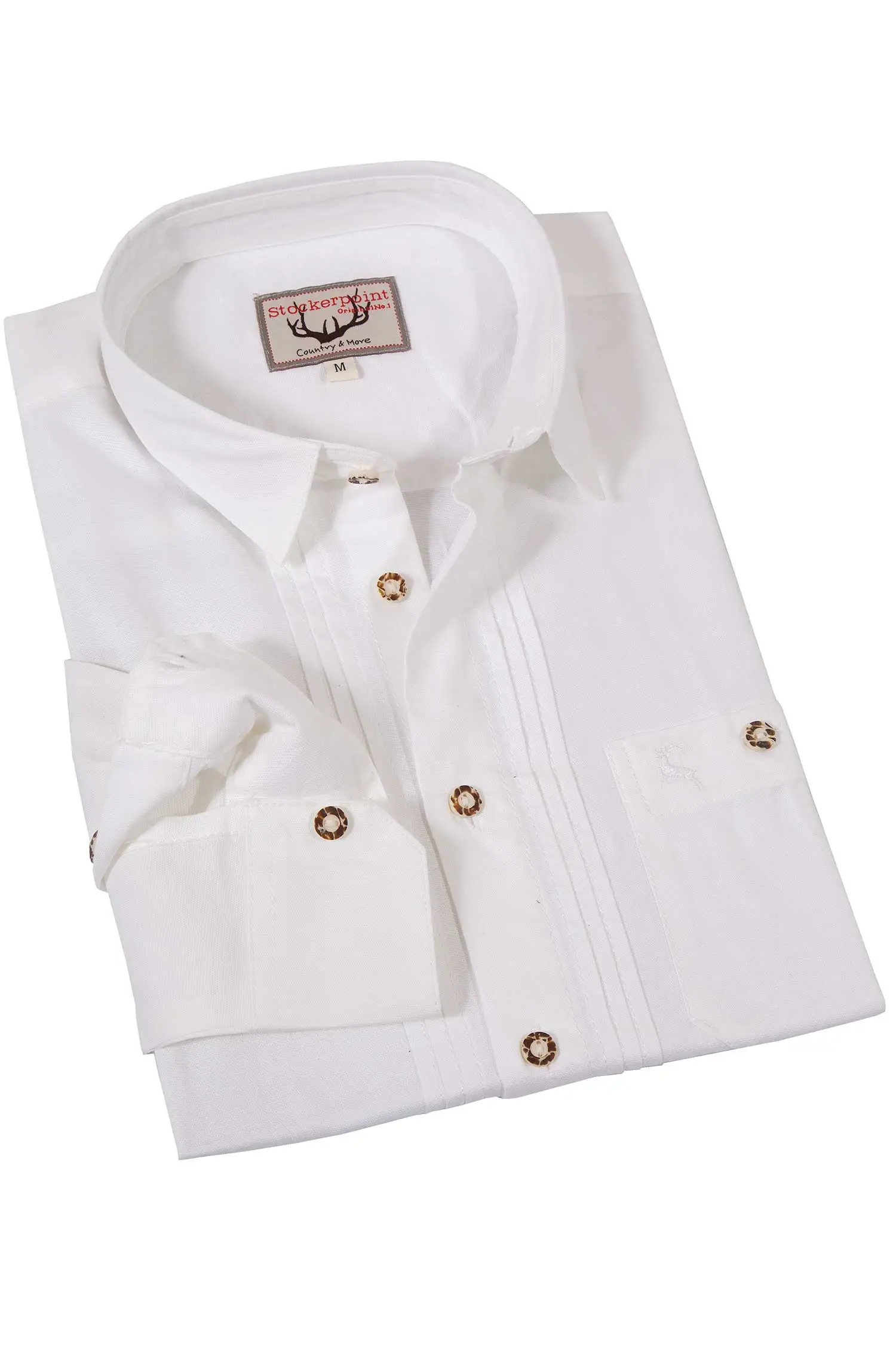 Trachtenhemd Mika weiß mit Biesen und Tasche 