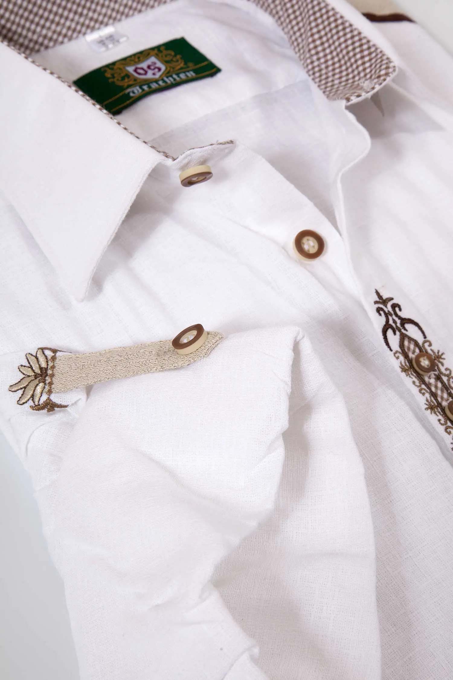 Landhaus Trachtenhemd weiß mit Krempelarm Arm
