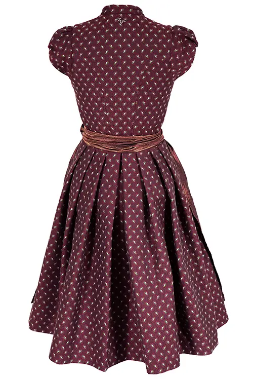 Dirndl Blum von CocoVero Trachten mit Ärmel in bordeaux hinten