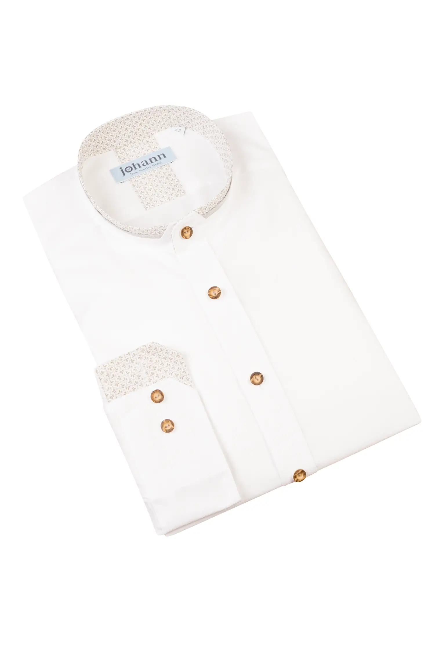 Oxford Trachtenhemd weiß mit grünen Akzenten