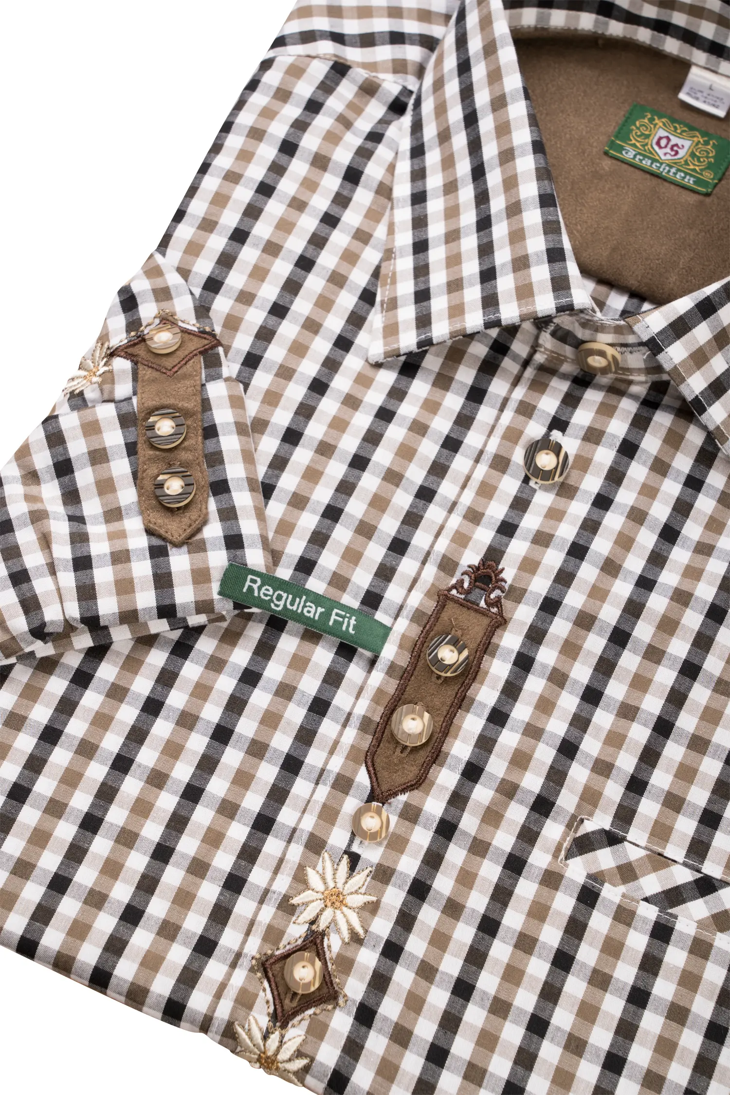 Trachtenhemd kariert mit Krämpelärmel - Detail Ärmel