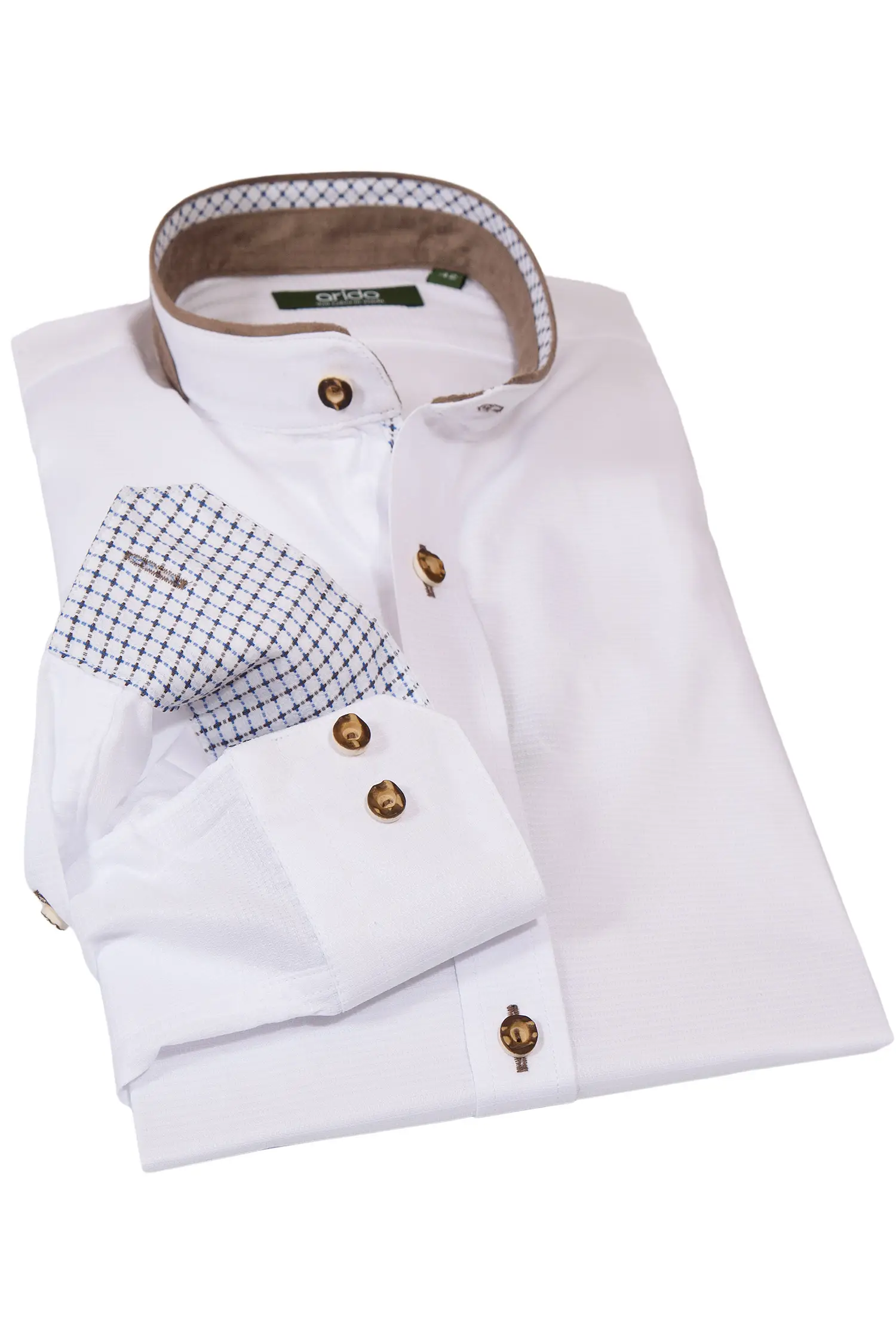 Herren Trachtenhemd edel in weiß mit Velours 