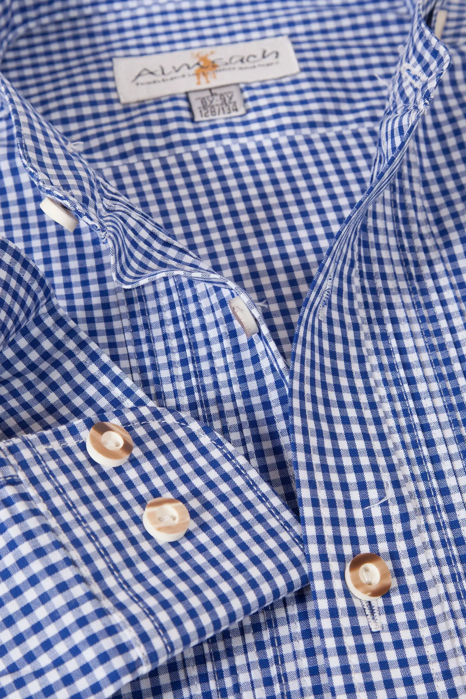 Kinder Trachtenhemd in blau kariert mit Stehkragen Detail