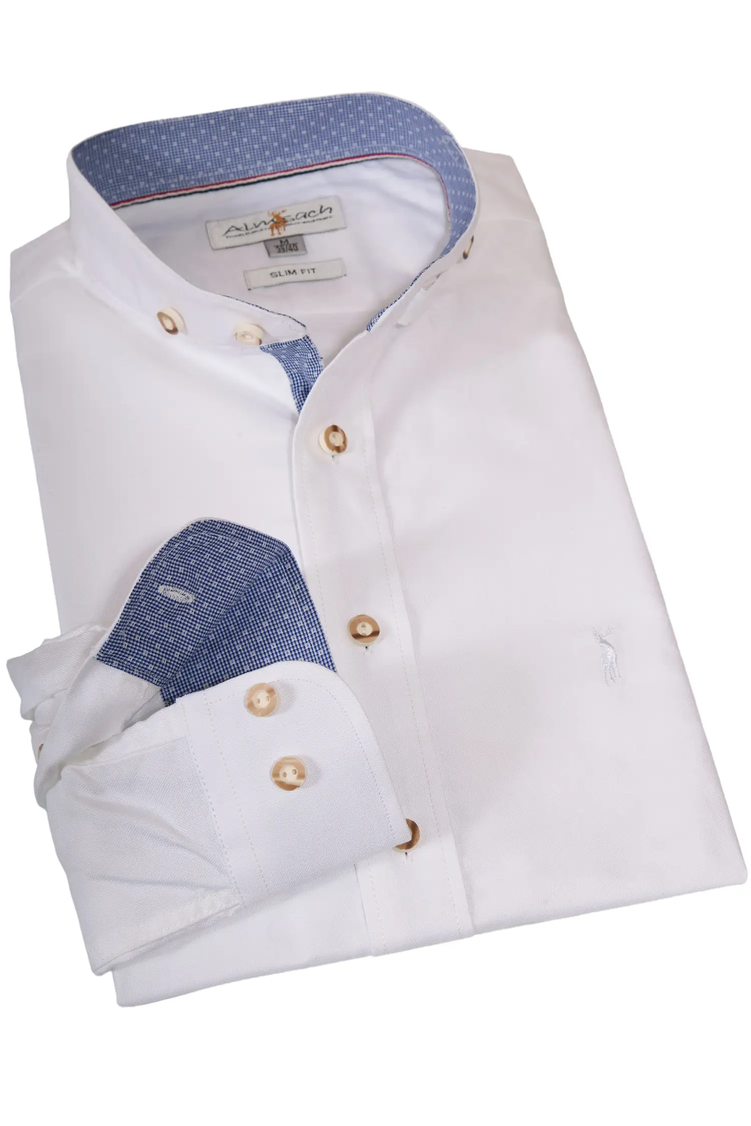 Trachtenhemd in weiß mit Stehkragen