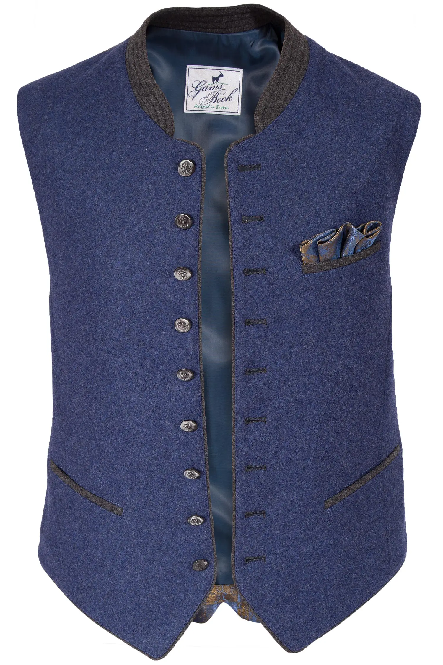 Trachtenweste Rum aus Loden in dunkelblau