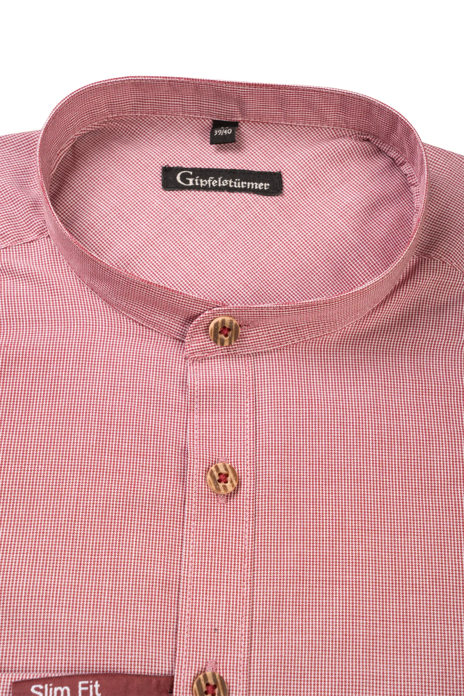 Gipfelstürmer Trachtenhemd mittelrot - Detail Kragen