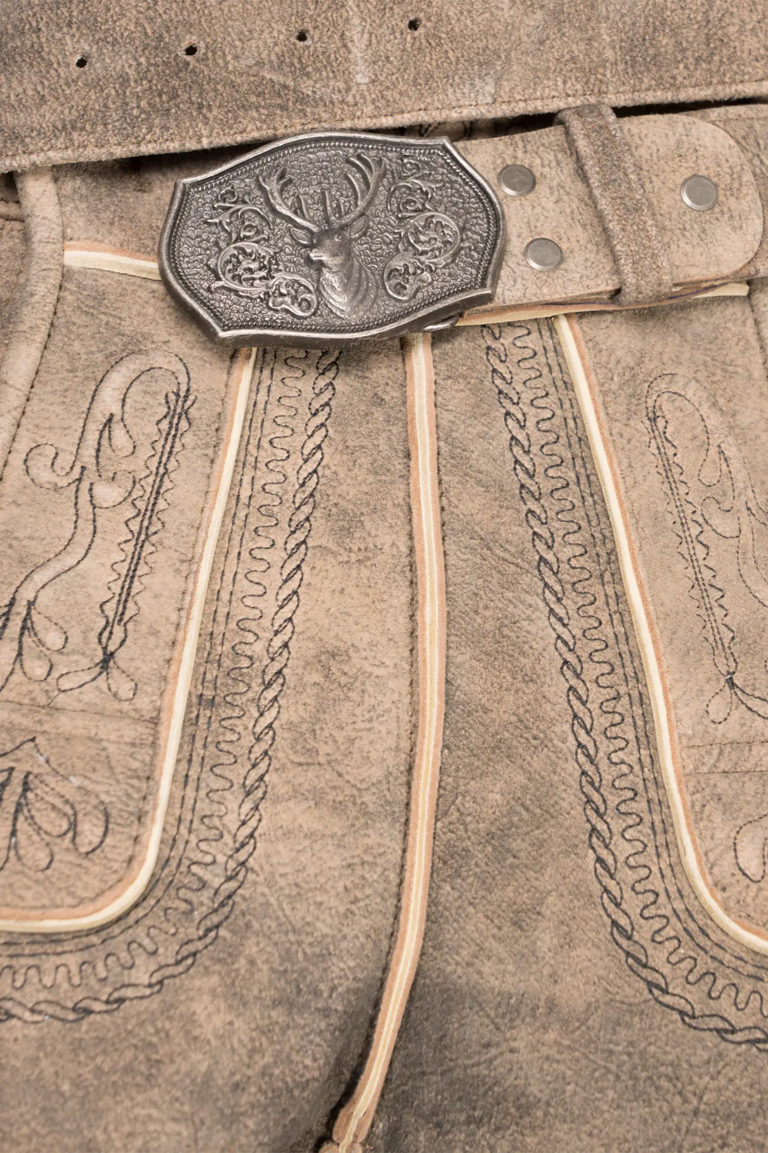 Lederhose in Braun Detail Latz