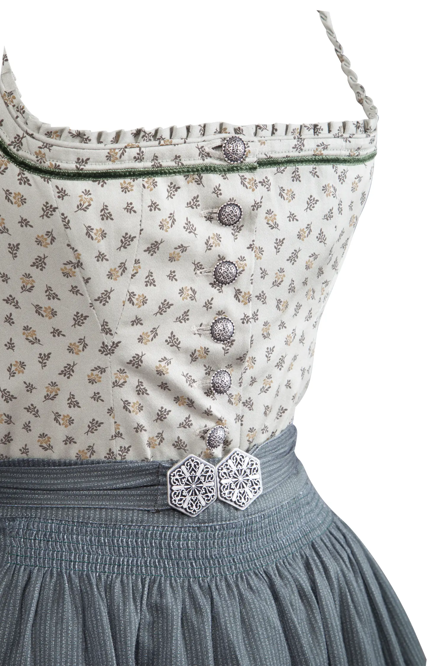 Dirndl Livia in grün mit Schließe - Detail Mieder
