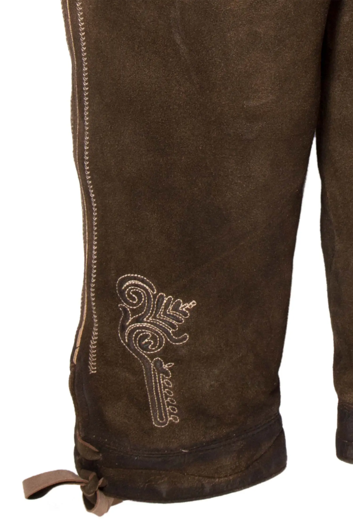 Kinder Lederhose Ludwig Kniebund braun mit Gürtel Bein