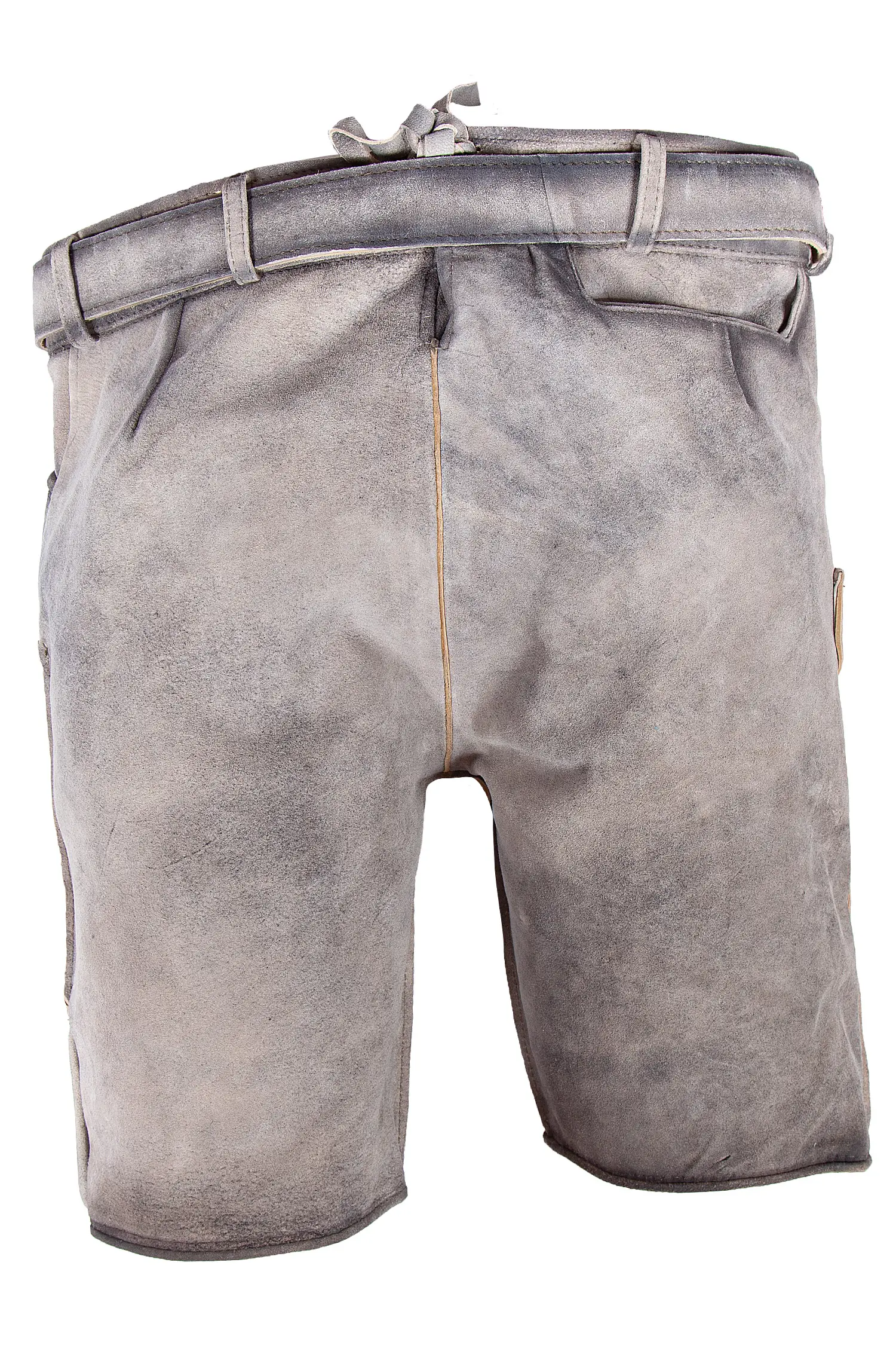 Lederhose Oliver kurz in grau - Rückseite