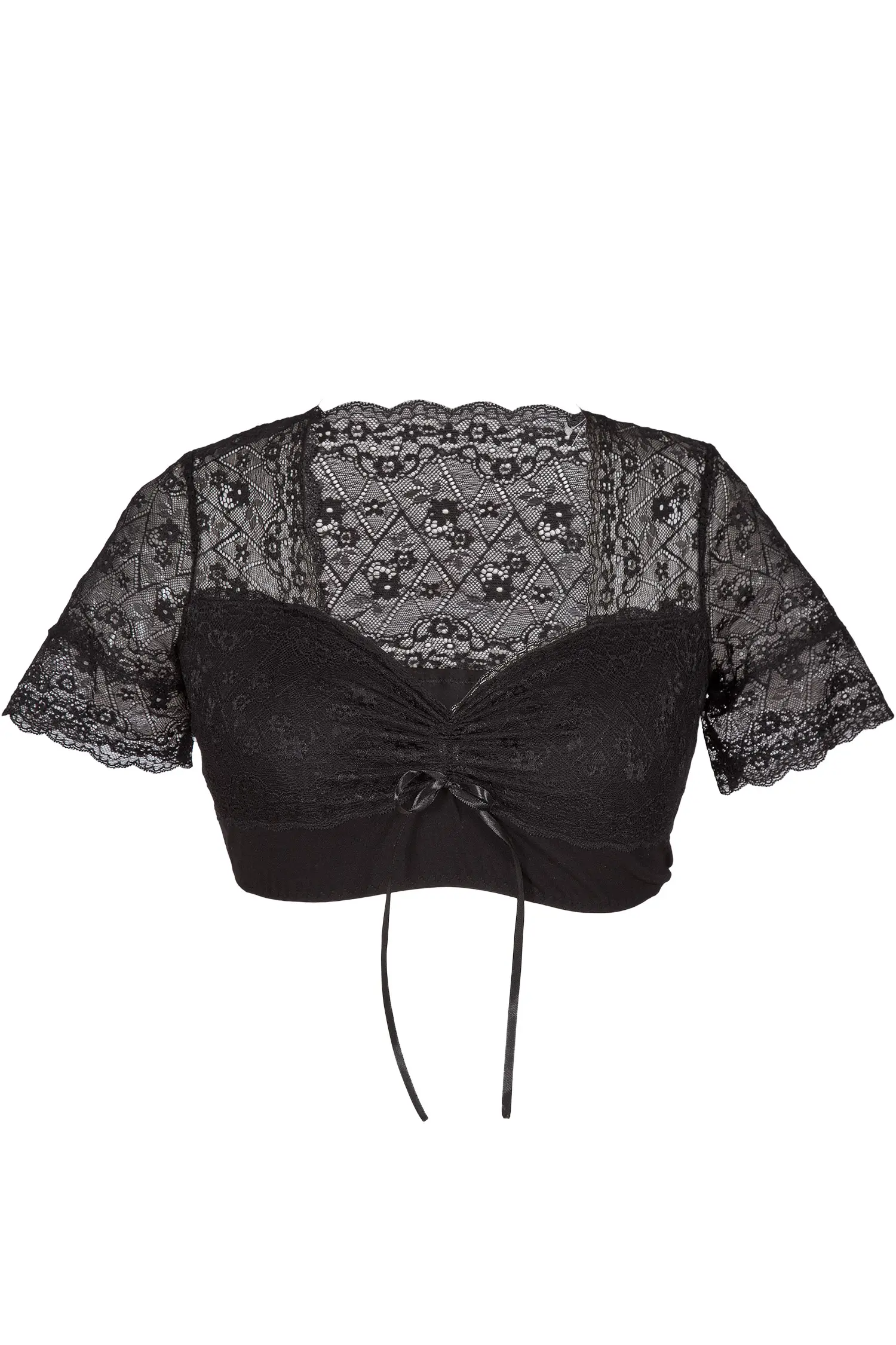 Dirndlbluse Sarah aus Spitze in schwarz Dirndlbluse Sarah in schwarz aus Stretch Spitze