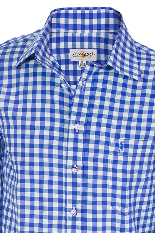Trachtenhemd kariert blau weiß slim fit 3