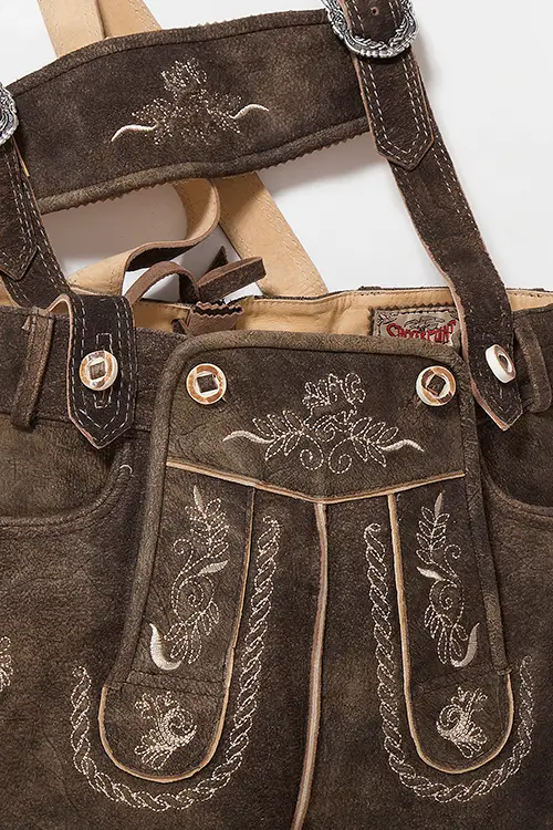 kurze Lederhose Beppo dunkelbraun mit Träger 2