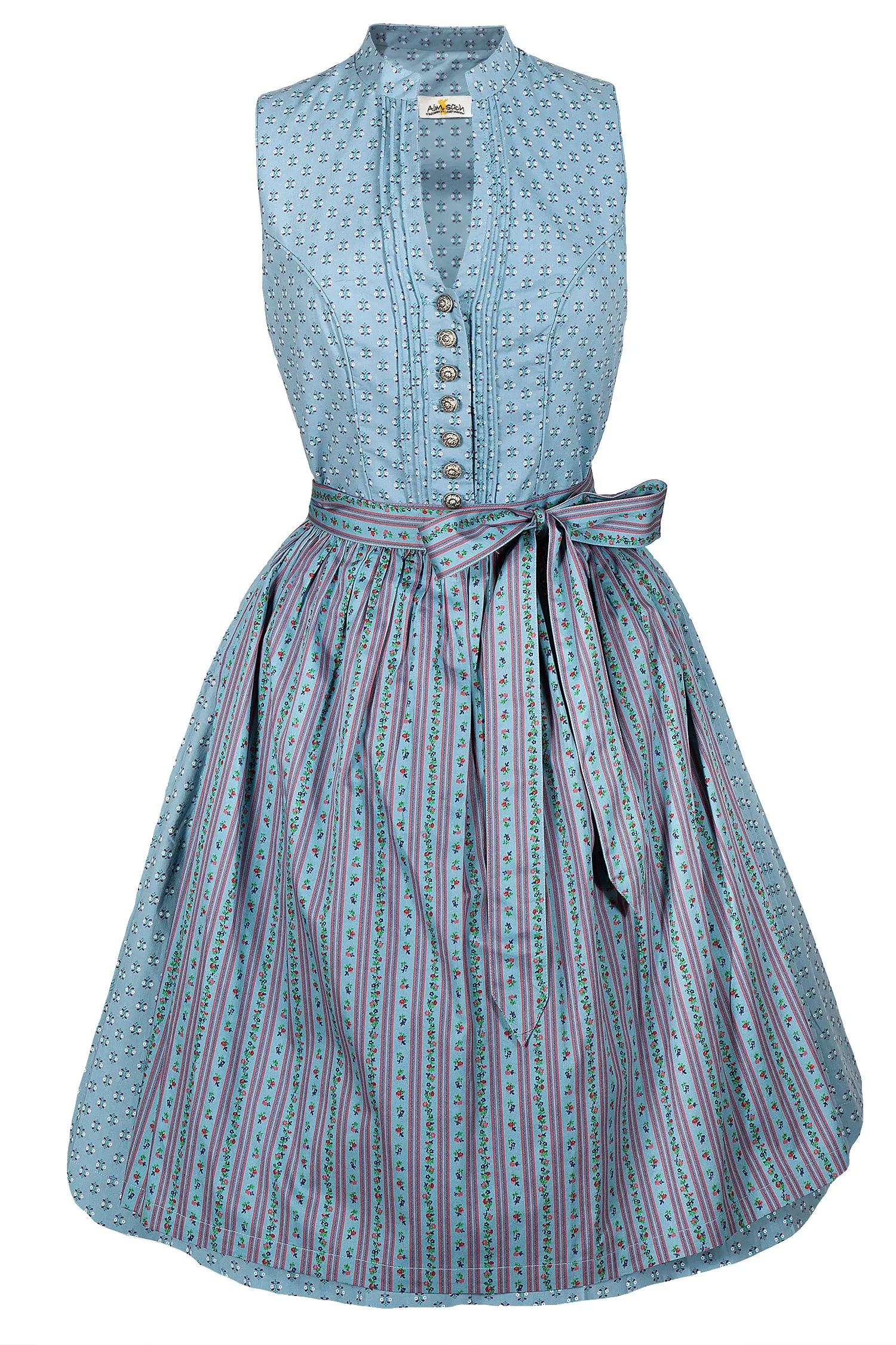 Hochgeschlossenes Dirndl in rauchblau