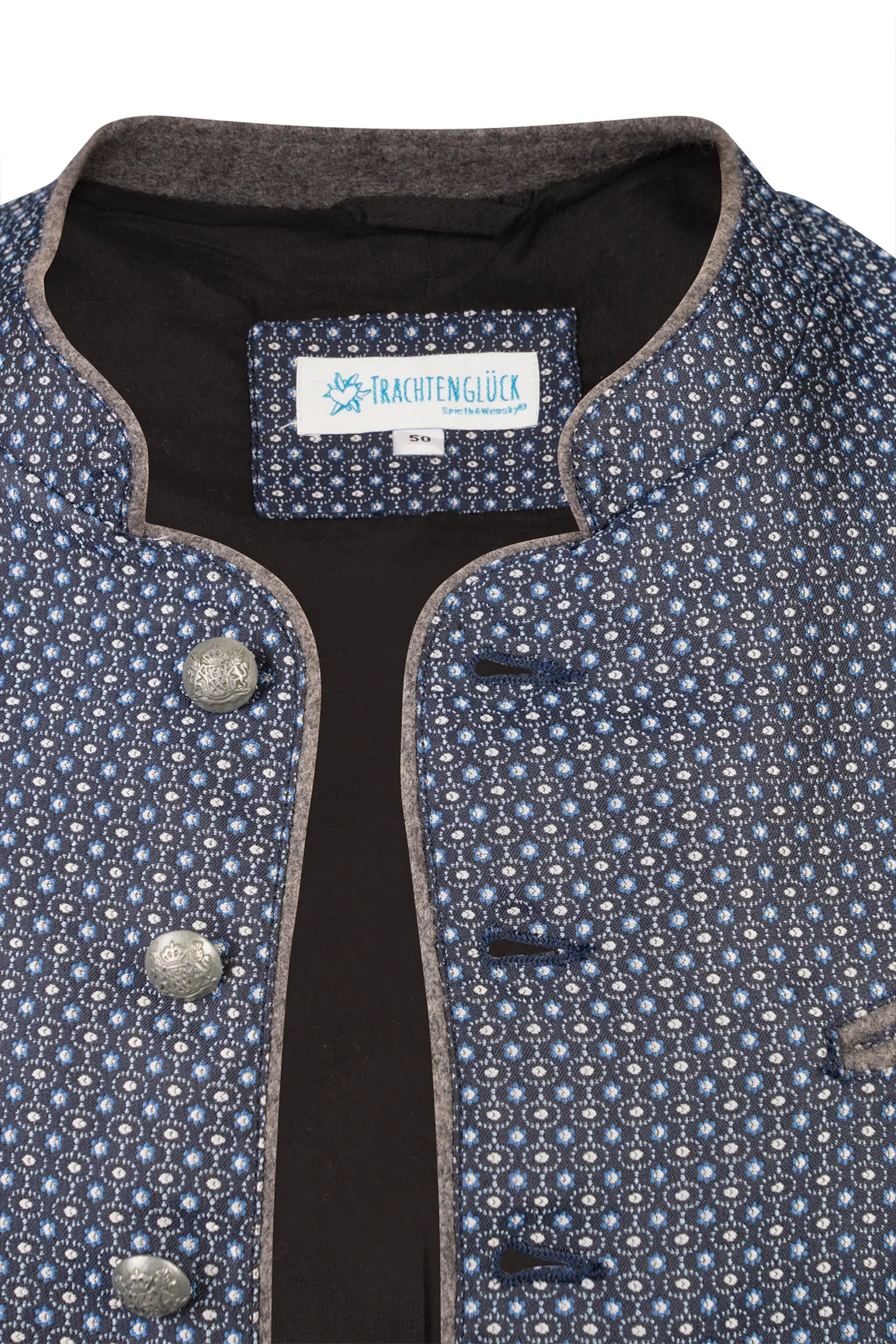 Trachtenweste in Blau Detail Knopfleiste