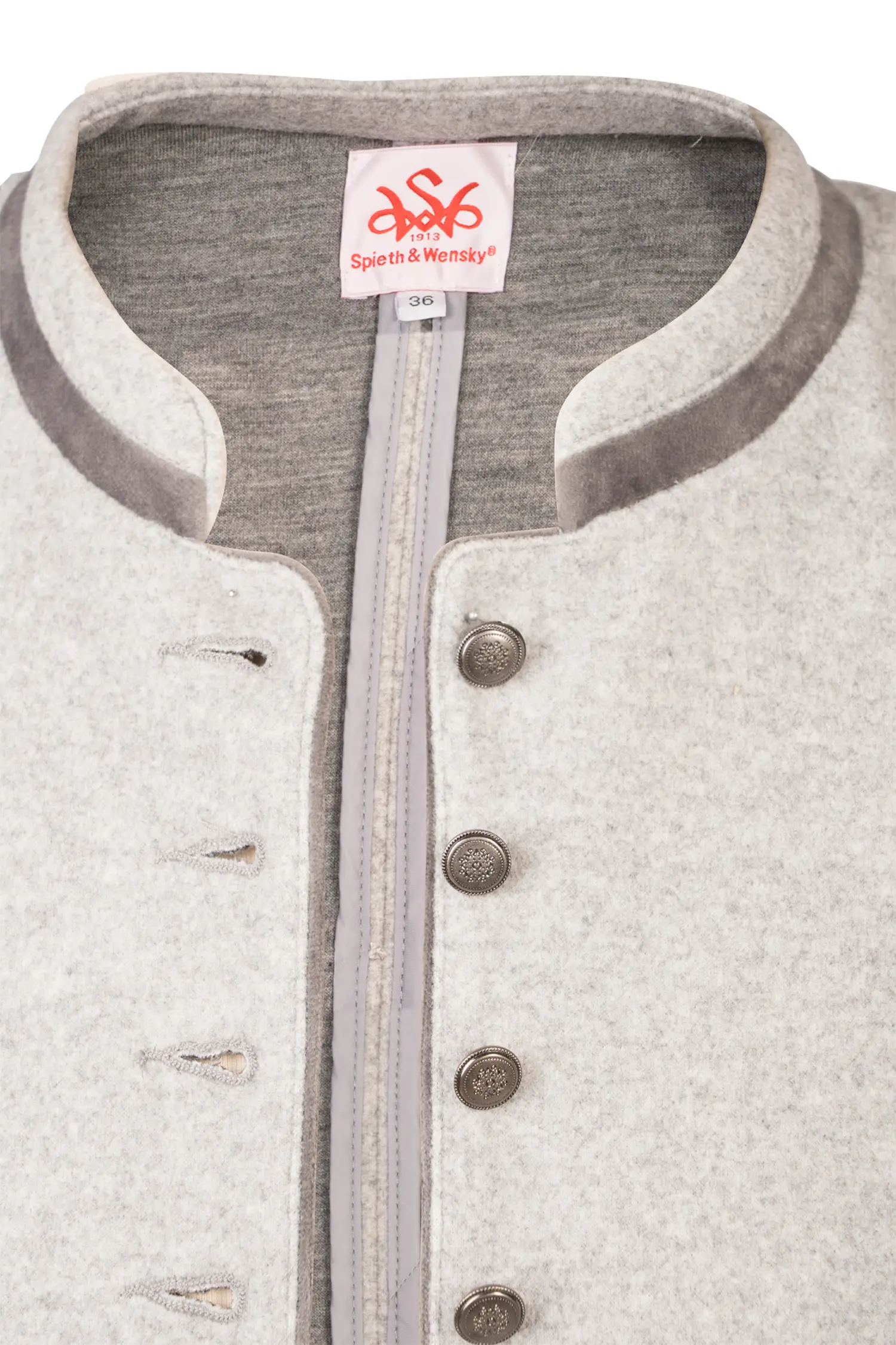Trachtenjacke Ecatarina in Grau Detail Knopfleiste